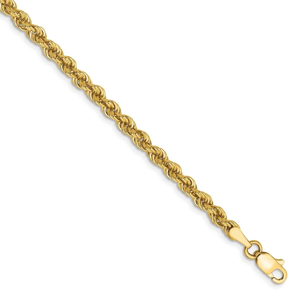 Diamond2Deal 3mm, 14k Yellow Solid Gold, Handmade Solid Rope Chain