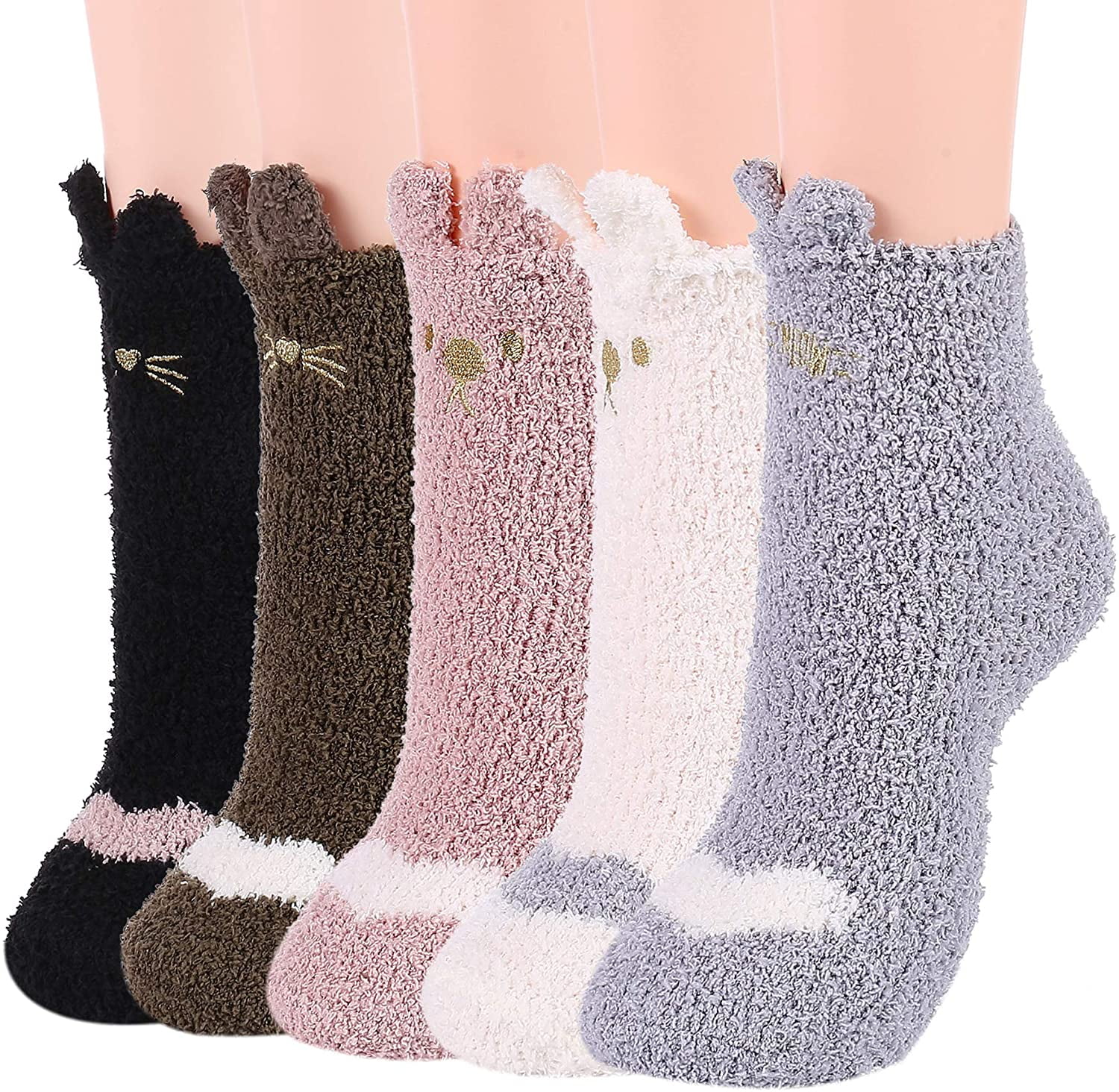 Zando Womens Fuzzy Cat Socks Warm Fuzzy Socks for Women Cozy Sleep