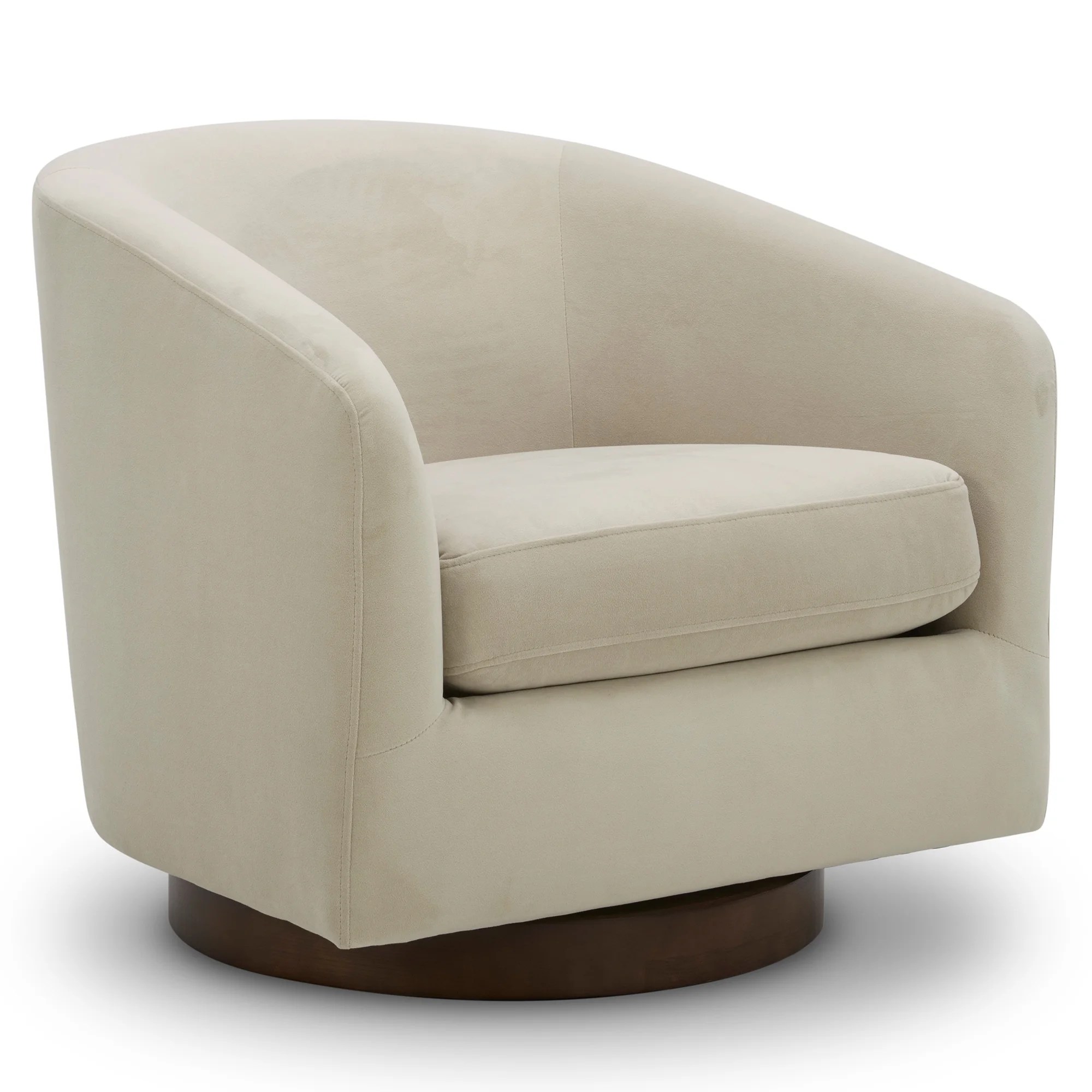CHITA Swivel Accent Chair, Round Barrel Arm Chair, Velvet in Cream