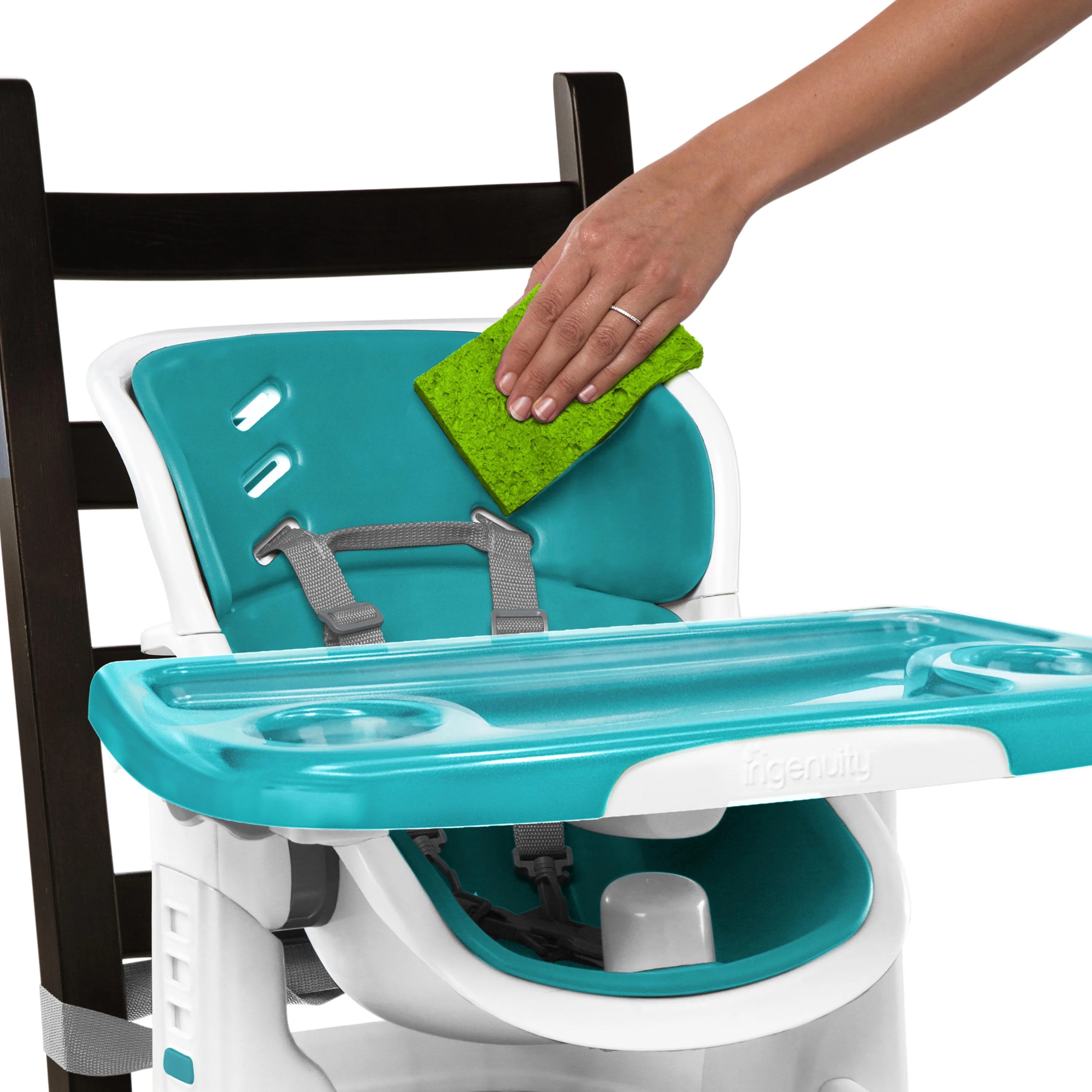 Ingenuity SmartClean ChairMate High Chair Booster Seat Peacock Blue