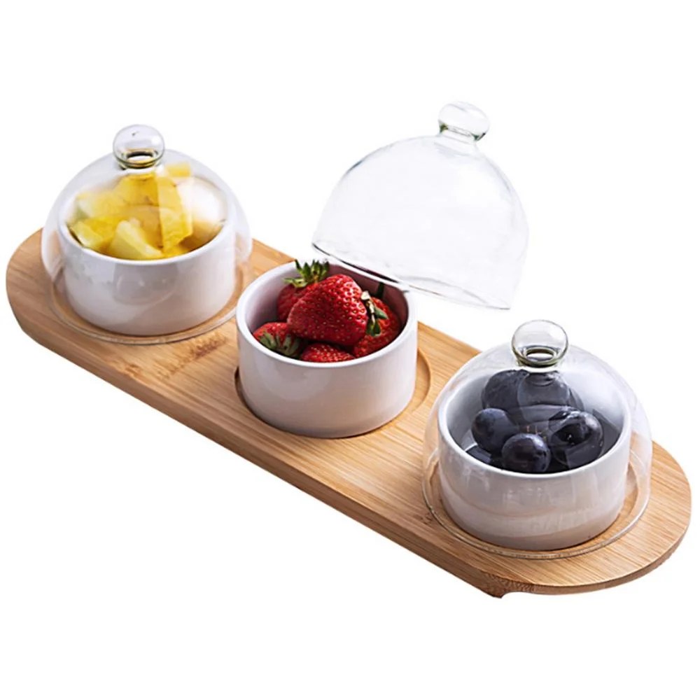 Tohuu Chip and Dip Serving Set 3grid Party Serving Trays and Platters