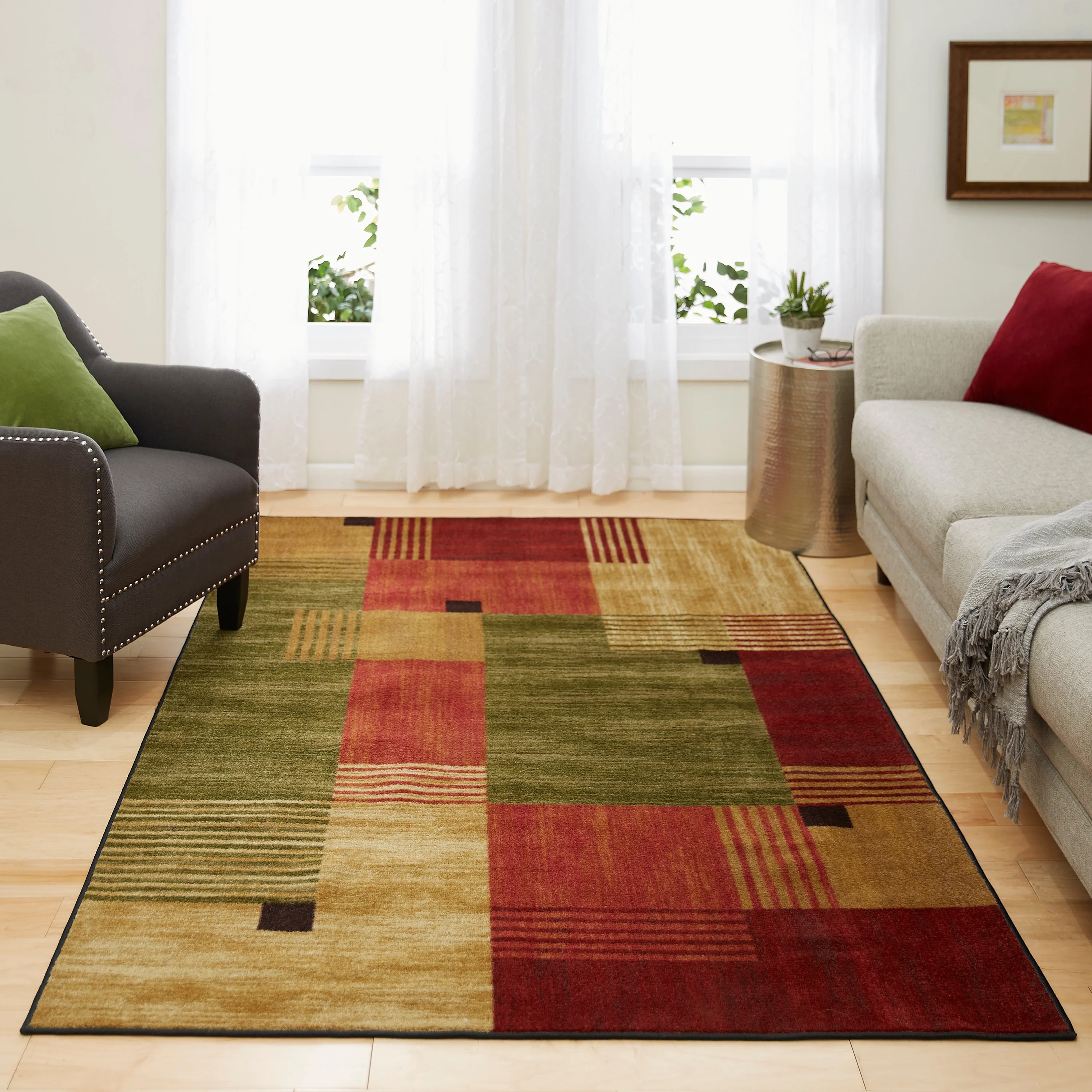 Mohawk Home New Wave Alliance Multi Printed Area Rug, 5'x8', Tan & Red