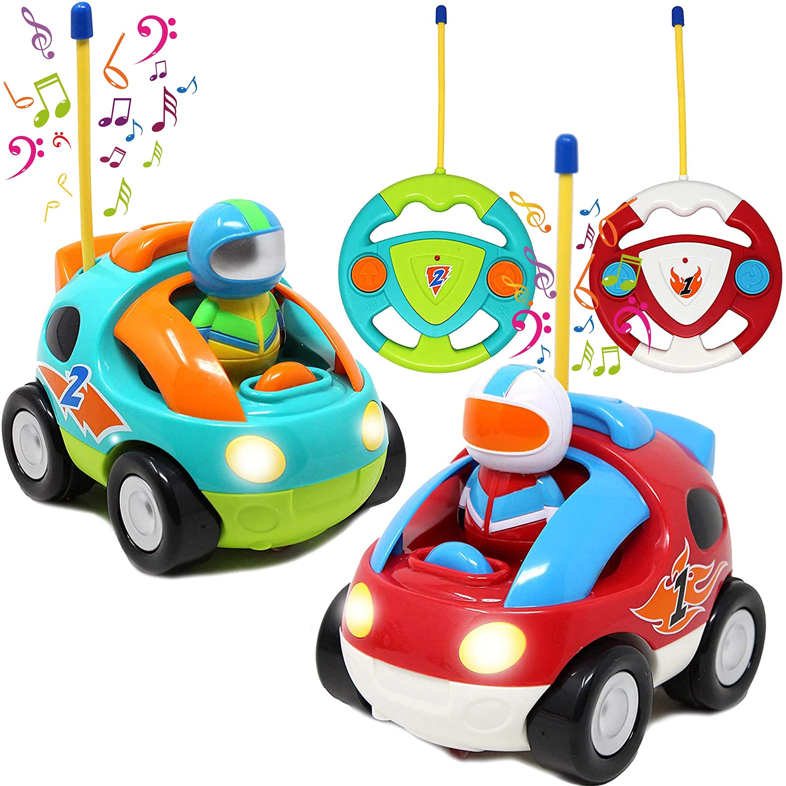 JOYIN 2 Pack Remote Control Car, RC Cars with Music & Sound for Toddler
