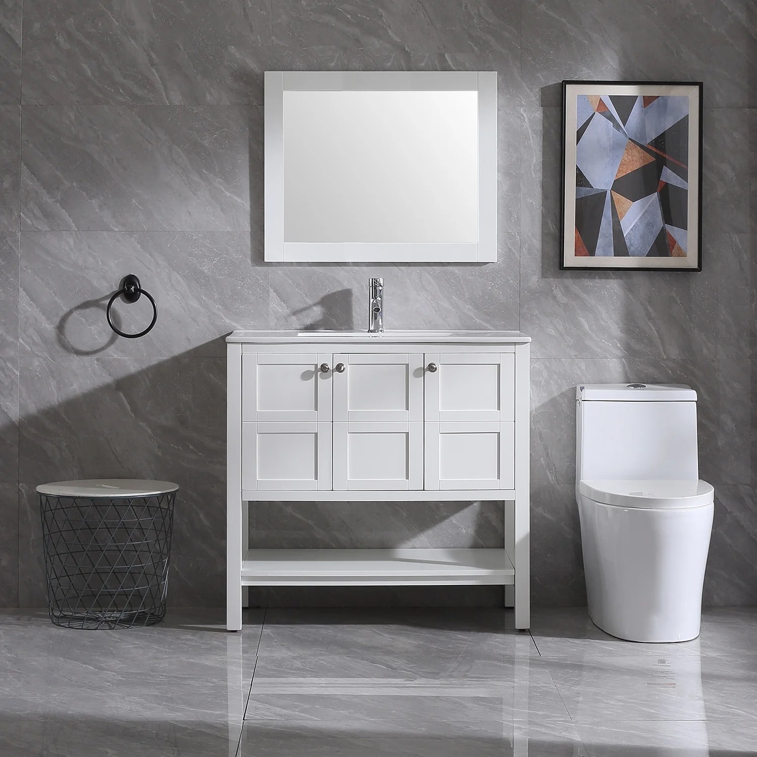 Buy 36 Bathroom Vanity Wood Bathroom Vanity with Mirror Modern