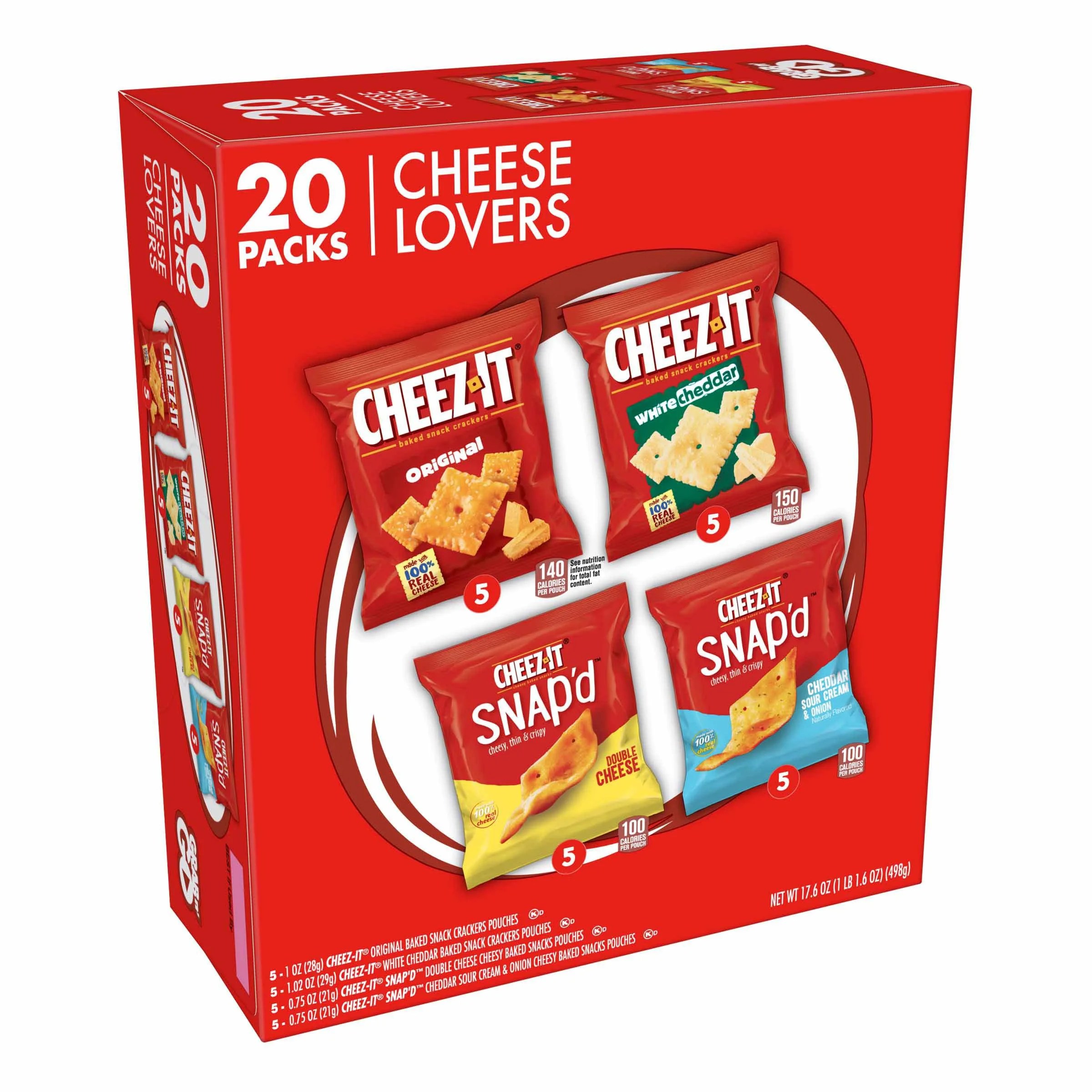 CheezIt Snack Variety Pack, Original & Snap'd Cheese Lovers, 17.6 oz