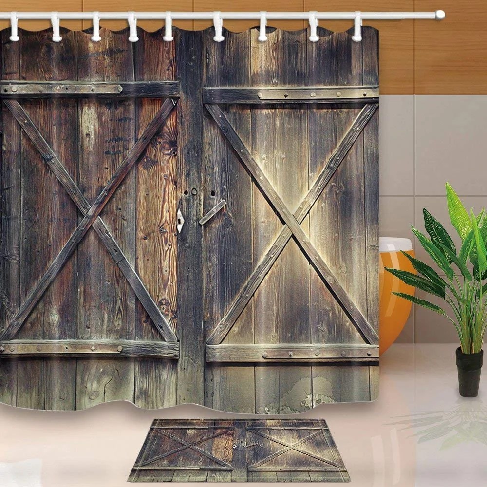 BPBOP Rustic Wooden Door Decor Barn Door of Farmhouse Oak