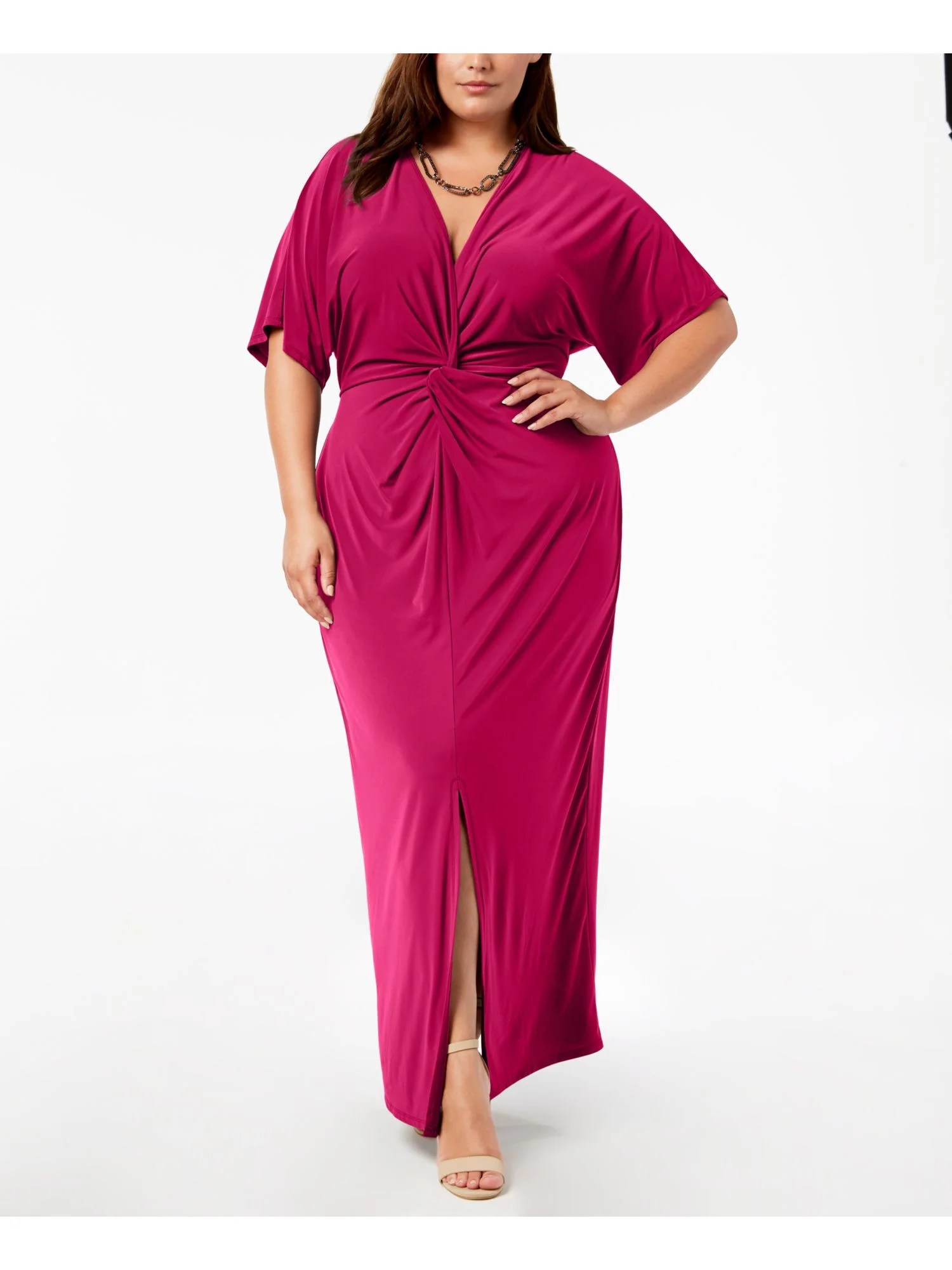 Love Squared LOVE SQUARED Womens Pink Twistfront Short Sleeve Maxi