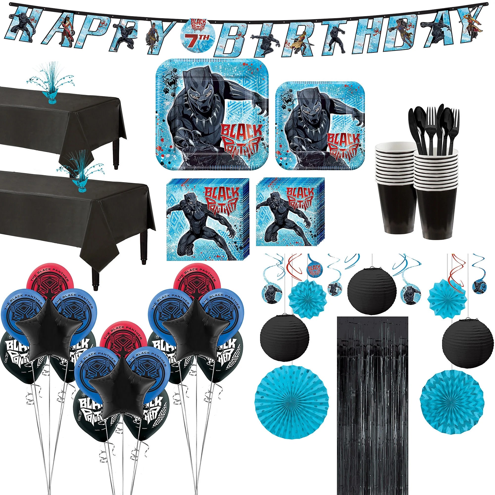 Black Panther Ultimate Party Supplies for 16 Guests, With Balloons and