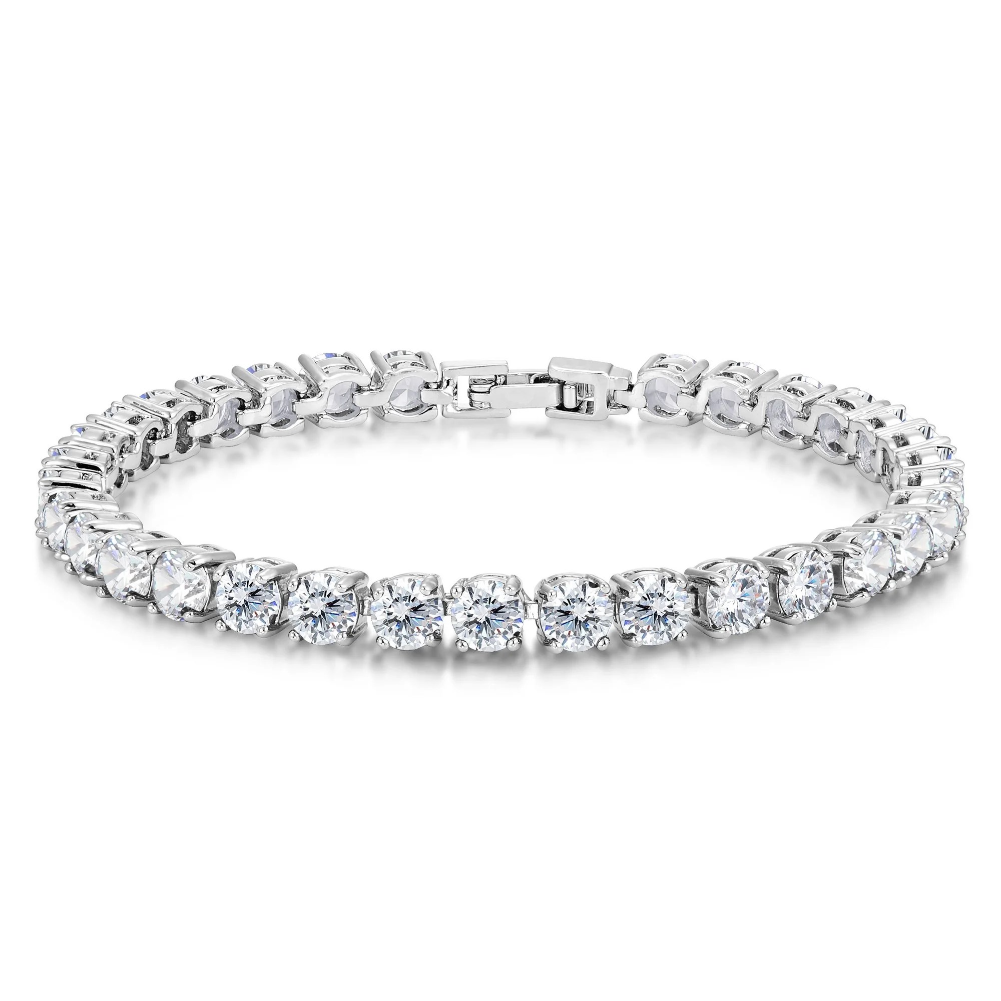 Kezef Kezef 5mm Round Cut White Cubic Zirconia Tennis Bracelet in
