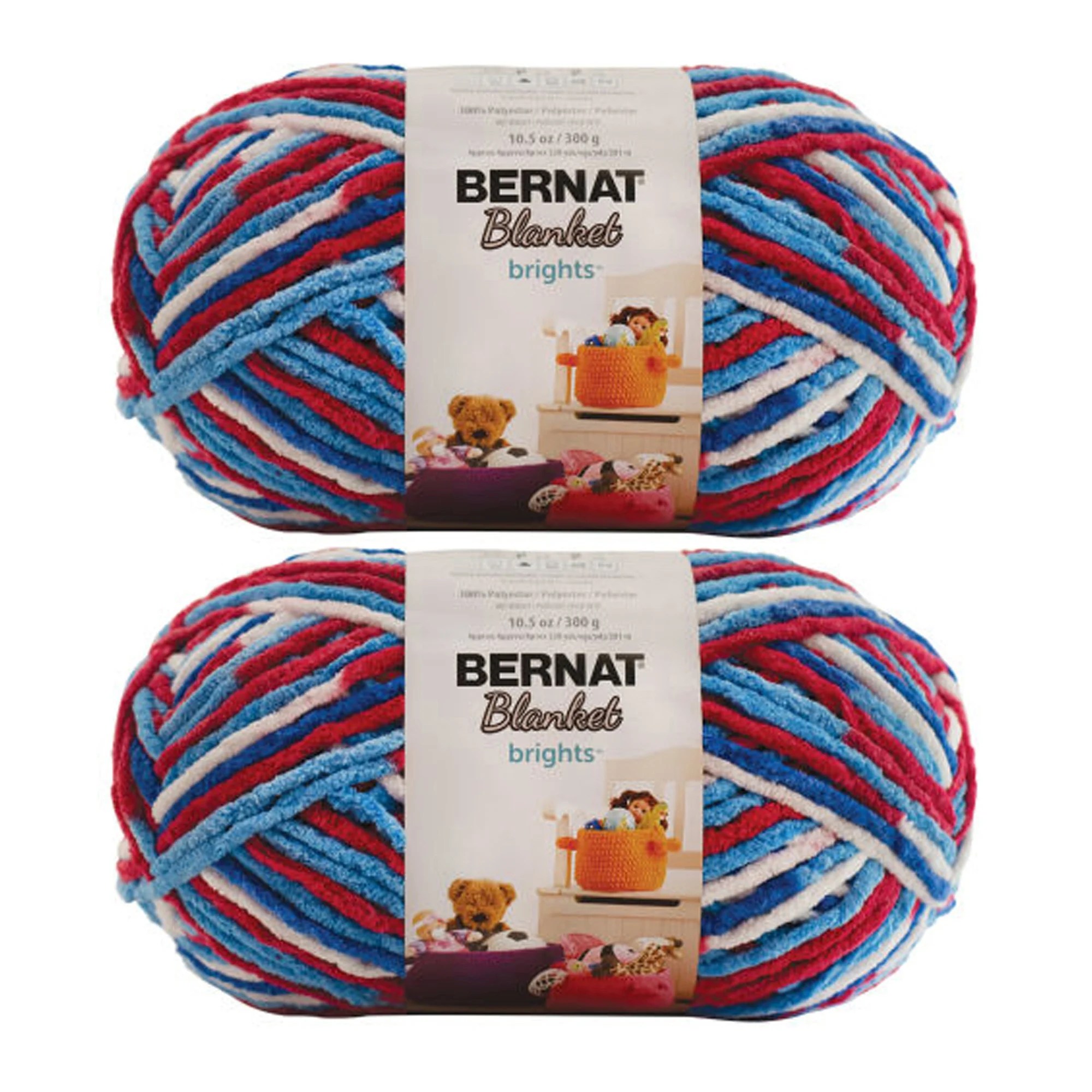 Bernat Blanket Brights Red White & Boom Yarn 2 Pack of 300g/10.5oz