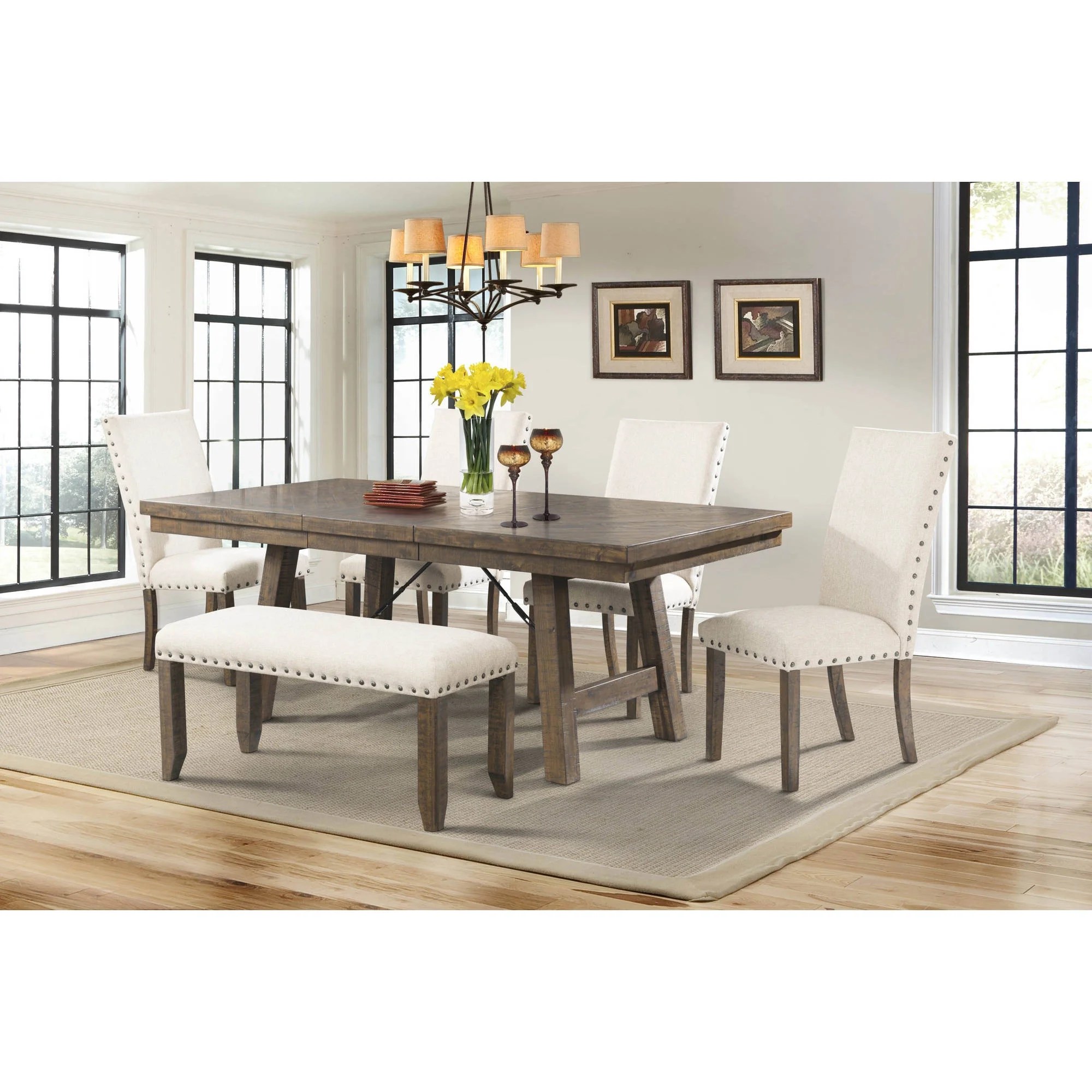 Picket House Furnishings Dex 6Piece Dining SetTable, 4 Upholstered