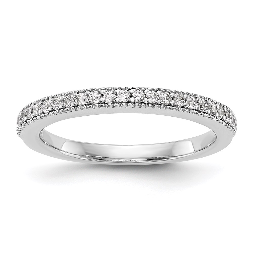 Solid 14K White Gold Diamond Wedding Band Ring Size 8.5 (.15 cttw