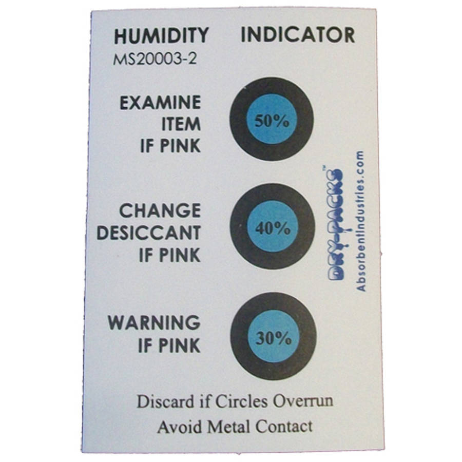 Humidity Indicator Cards, 3050 Percent 3 Spot, 50 Cardpk