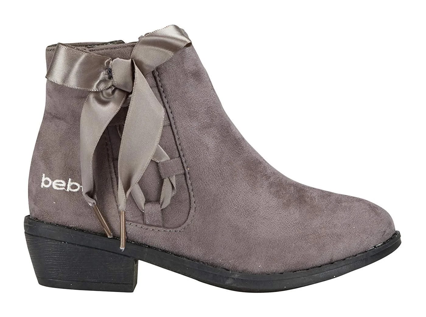 bebe bebe Girls Ankle Boots Size 1 with Satin Bow Side Zipper Fashion