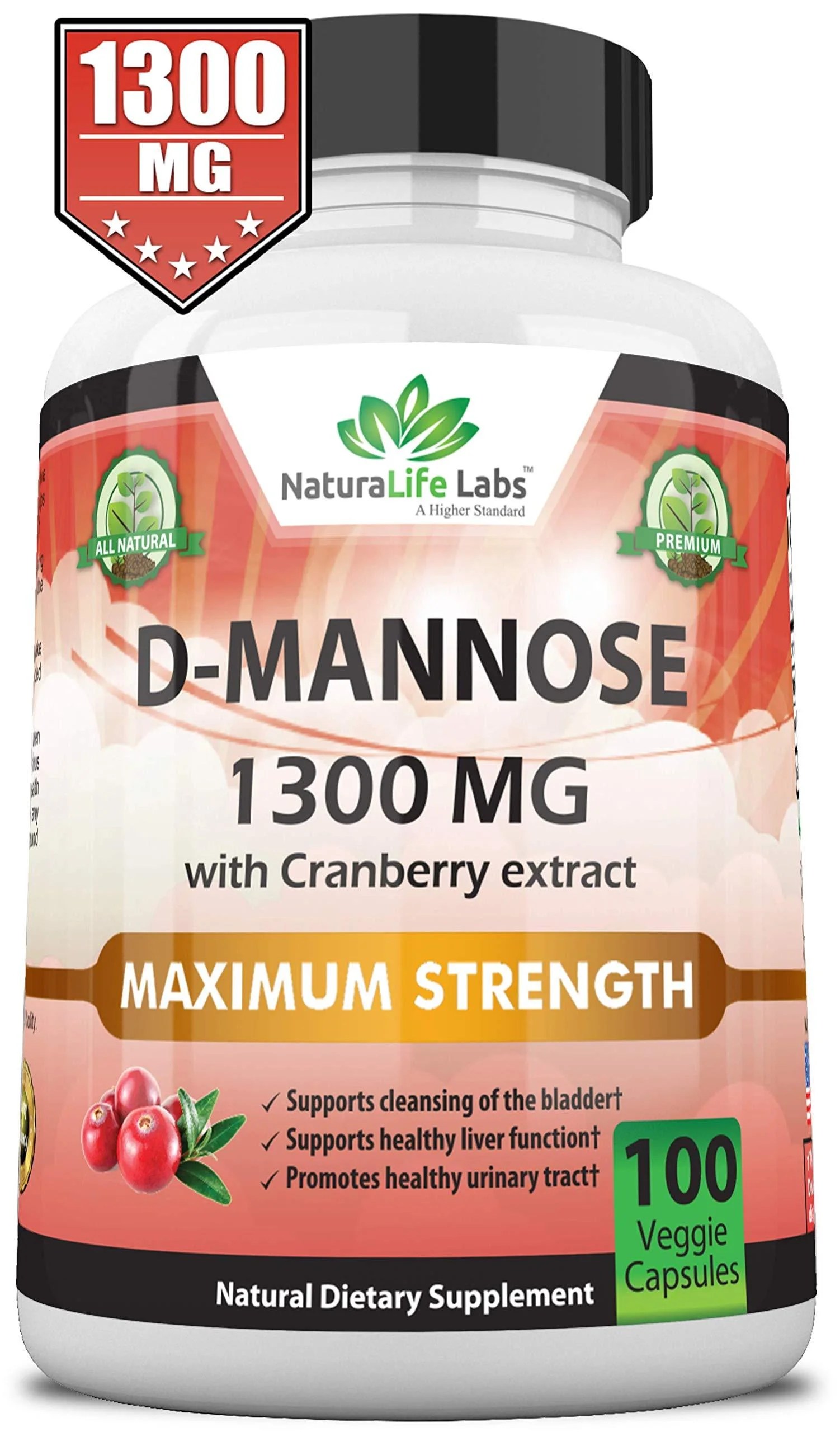 DMannose 1,300 mg with Cranberry Extract FastActing, Flush Impurities