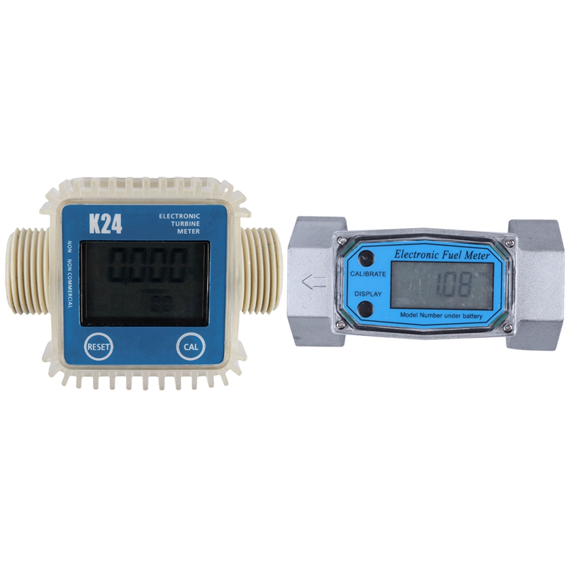 1 Pcs K24 Lcd Turbine Digital Fuel Flow Meter with Digital Flowmeter