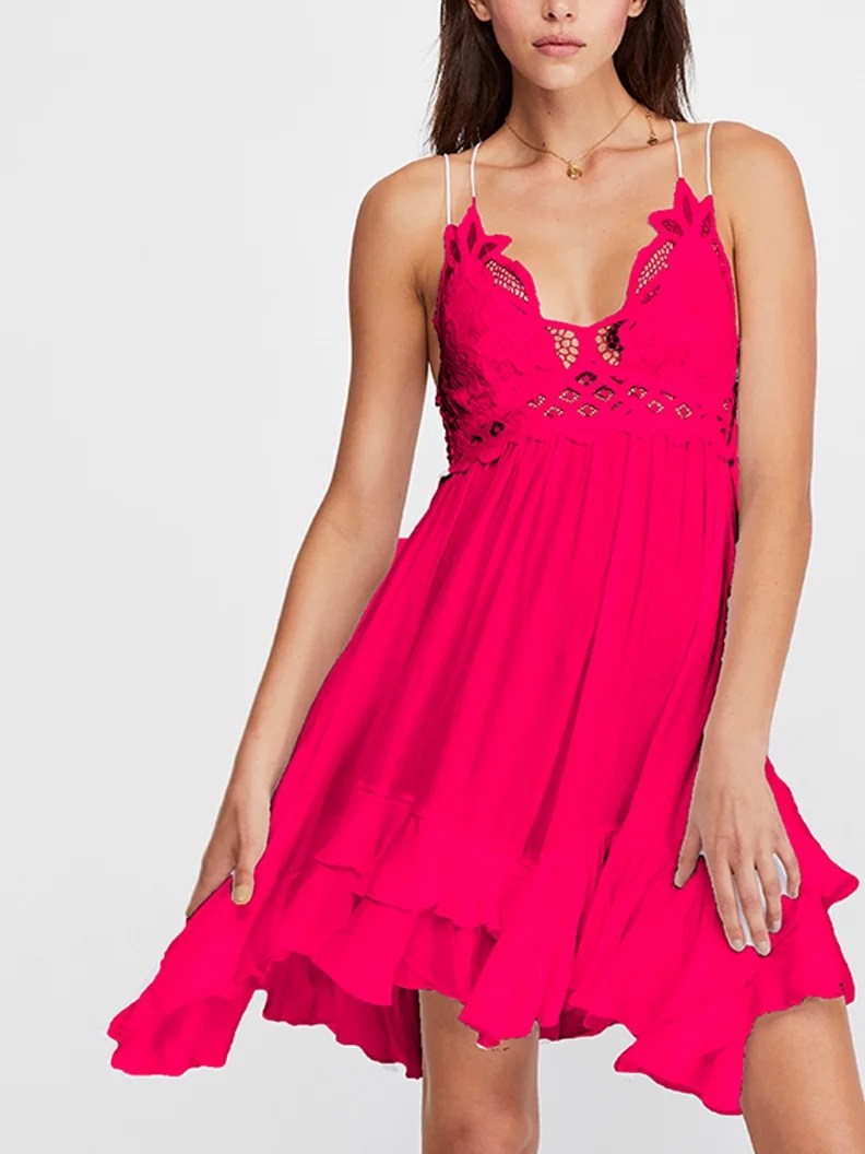 Free People Free People Women's Adella Slip Dress, Bright Red, Medium