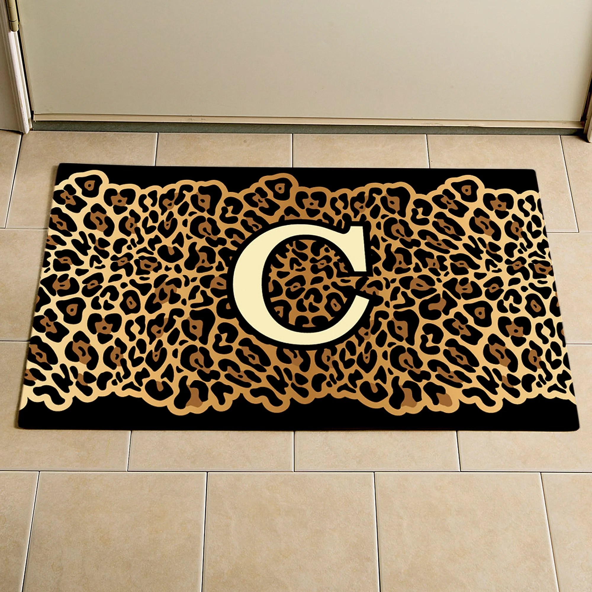 Personalized Leopard Print Doormat