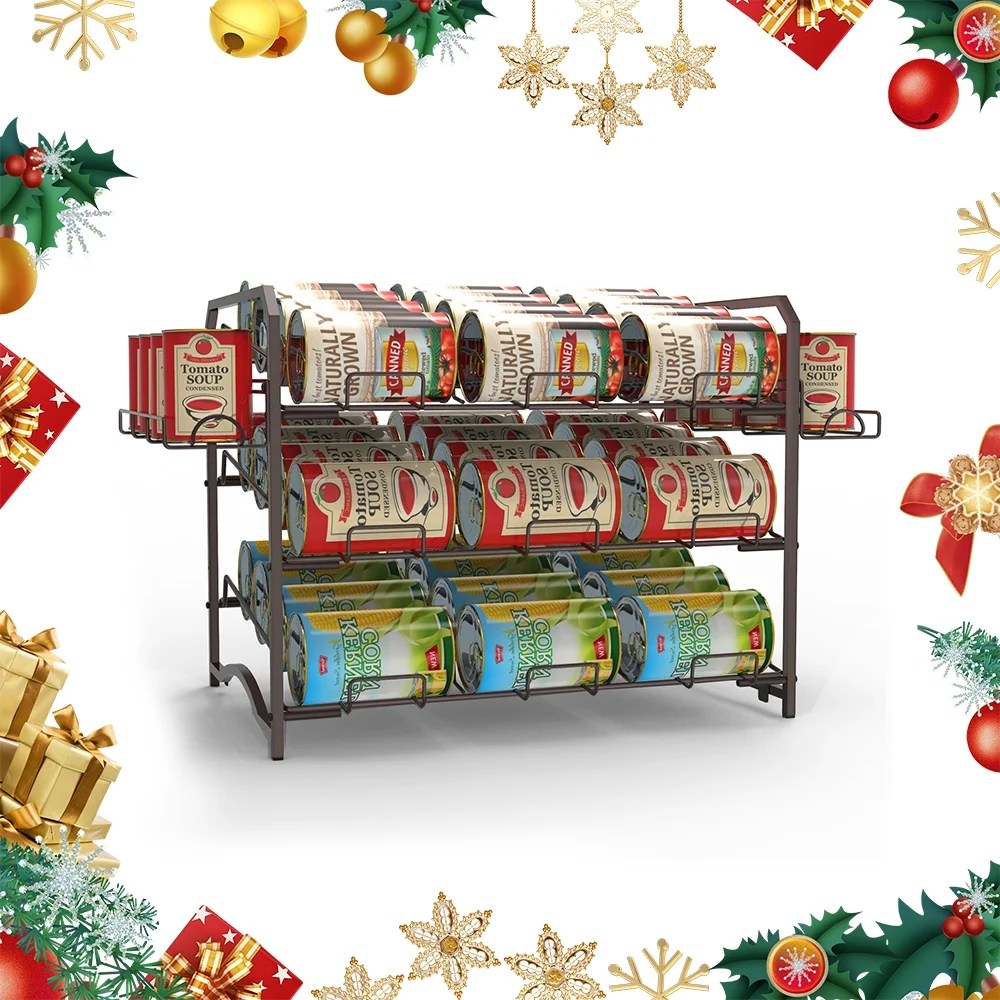 Auledio Can Organizer Rack Stackable Metal Can Dispenser Rack Christmas