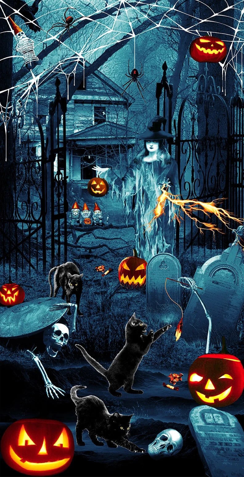 Blank Quilting Thriller Night Glow in the Dark Halloween 36" Panel