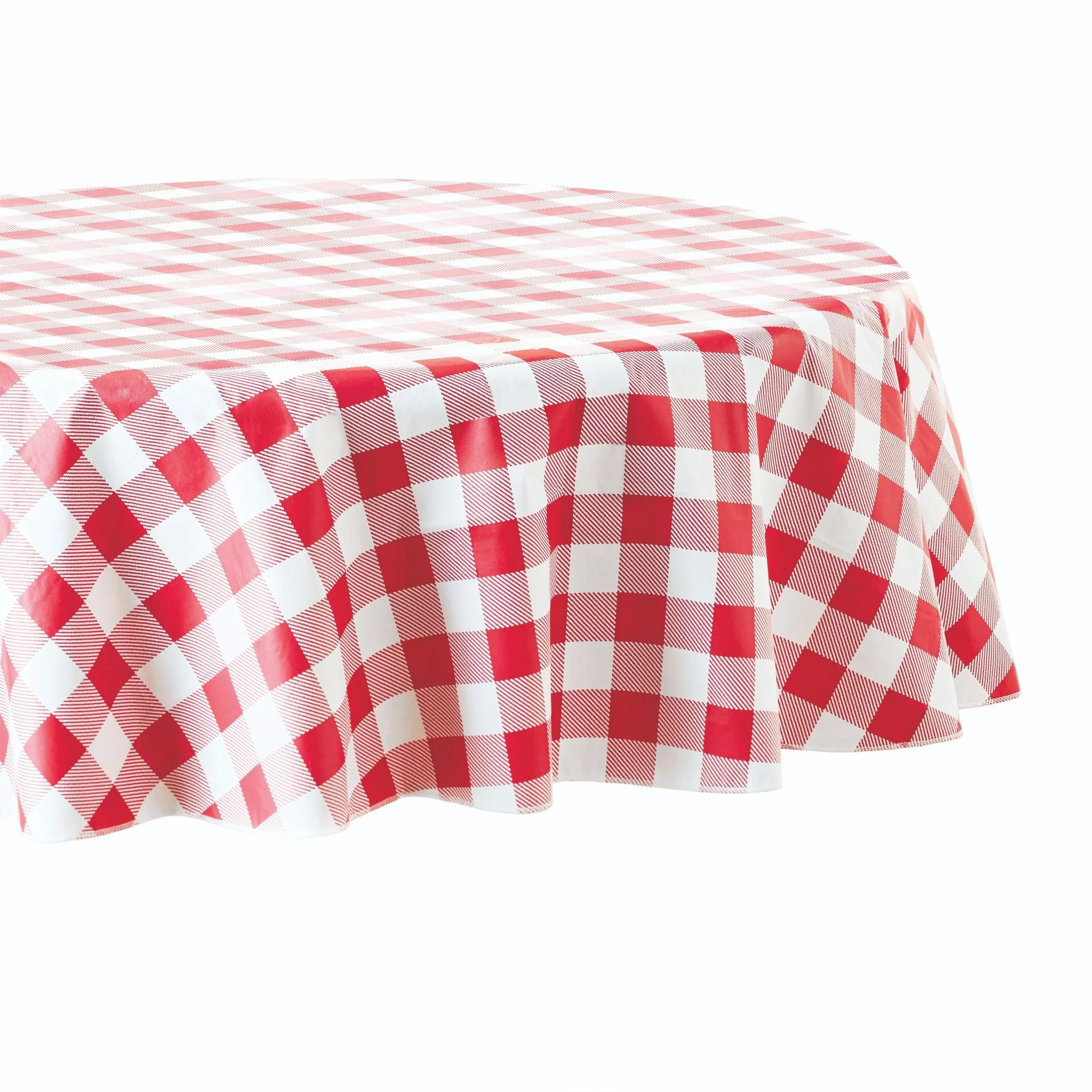 Mainstays Red Check Vinyl Tablecloth, Red, 70" Round