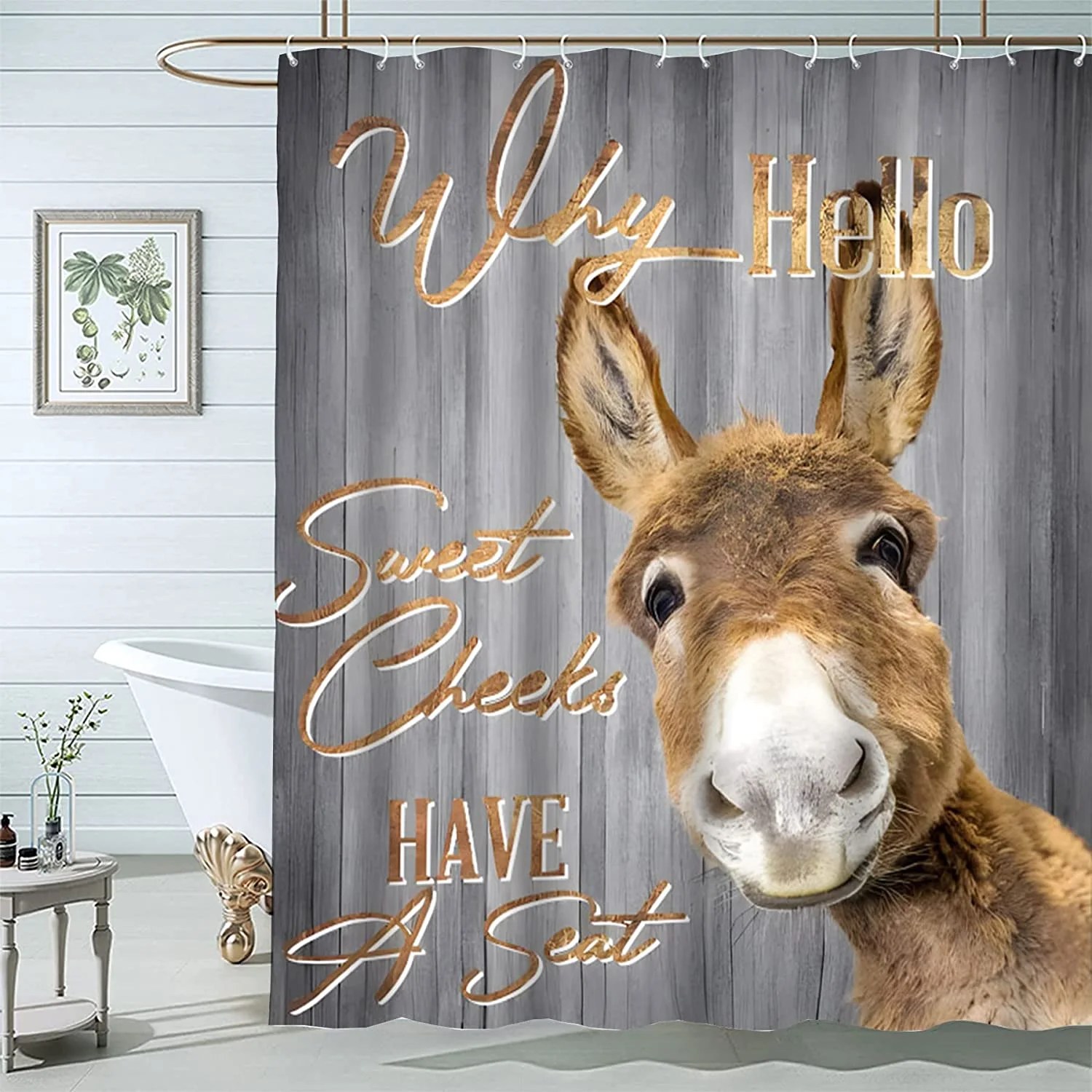 Funny Shower Curtains Hello Sweet Cheeks Shower Curtain 72Wx72L Inch