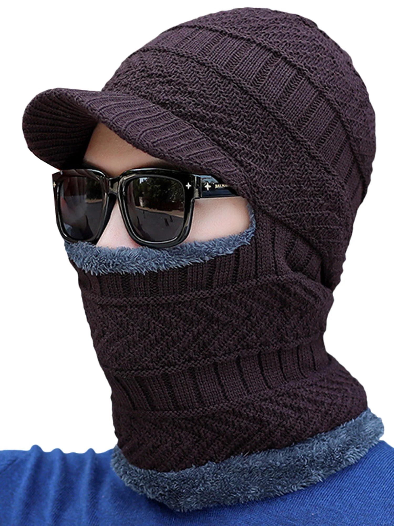 Lallc Men's Knitted Full Hats Winter Snow Face Cover