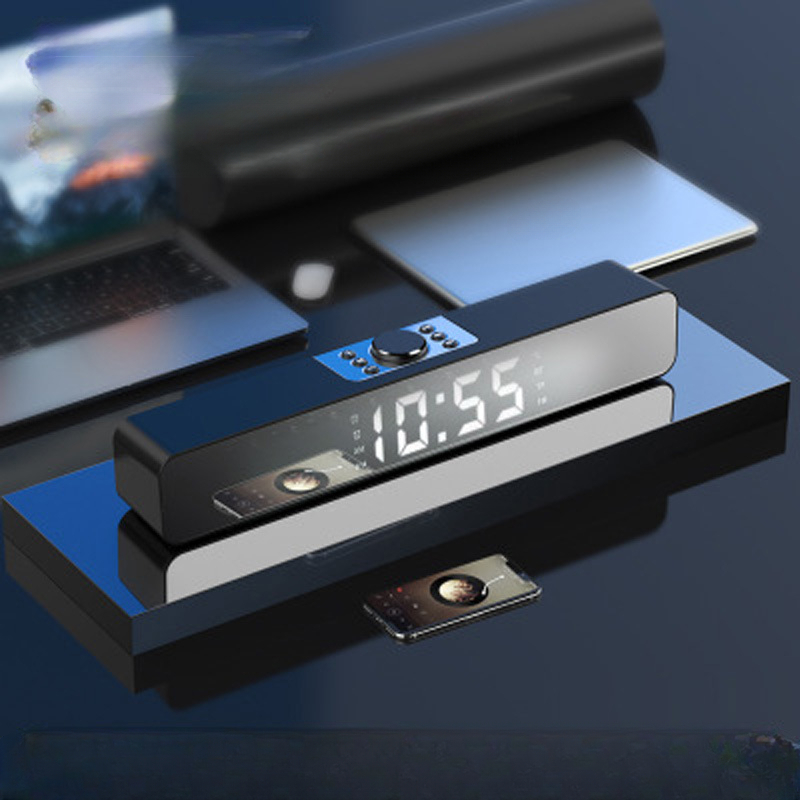 Mirror Alarm Clock Digital Clock Speaker with Radio Mirror Wireless