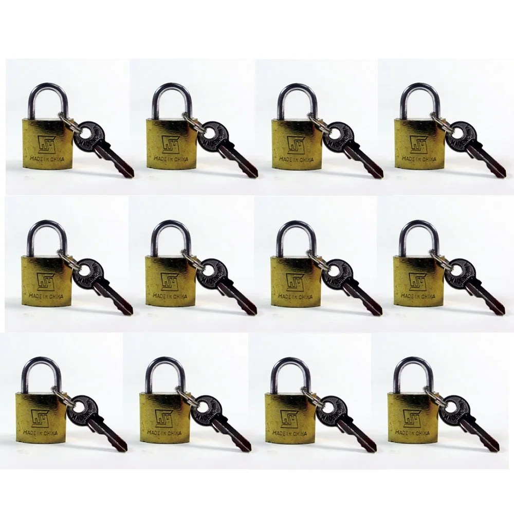 Lot Of 12 Padlock Small Brass 20MM Mini Tiny Lock Keyed Box Jewelry