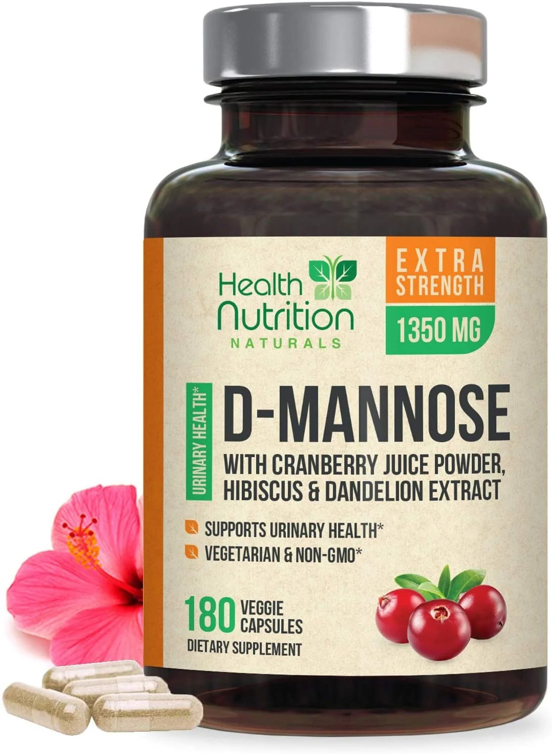Health Nutrition DMannose Capsules with Cranberry for UTI, Bladder