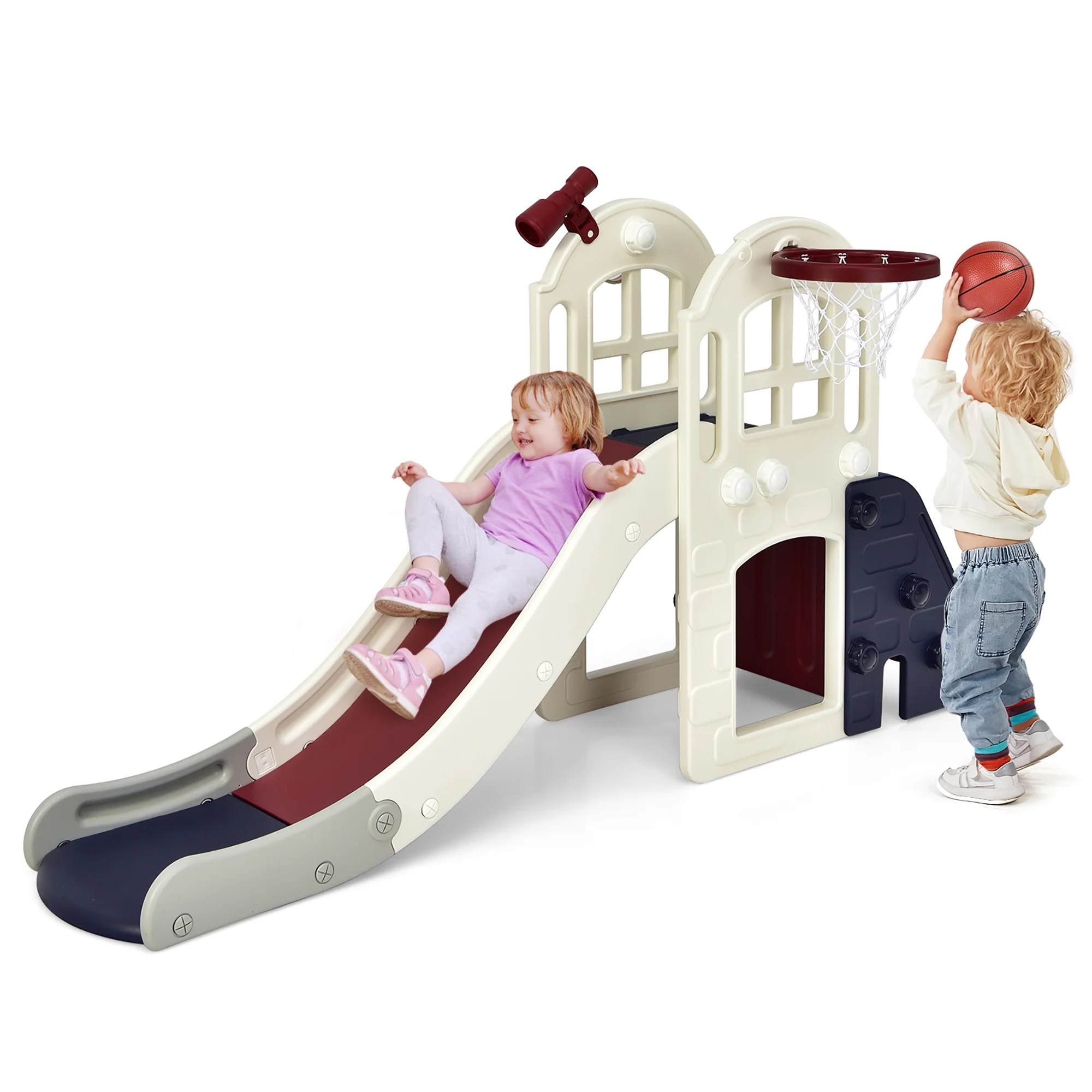 Costway 6In1 Large Slide for Kids Toddler Climber Slide Playset w