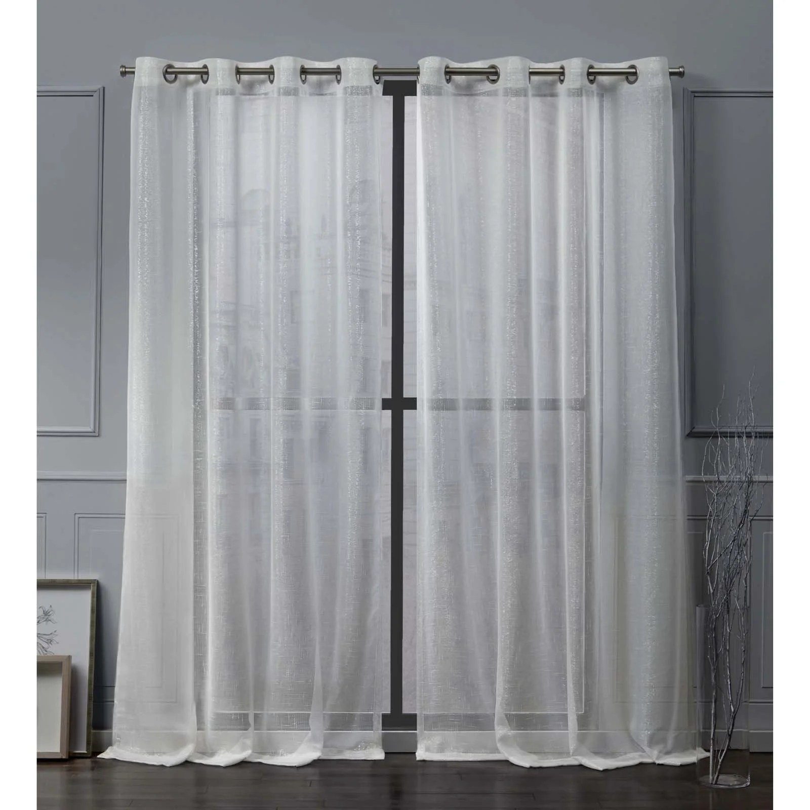 Nicole Miller New York Iceland Metallic Sheer Grommet Top Curtain Panel