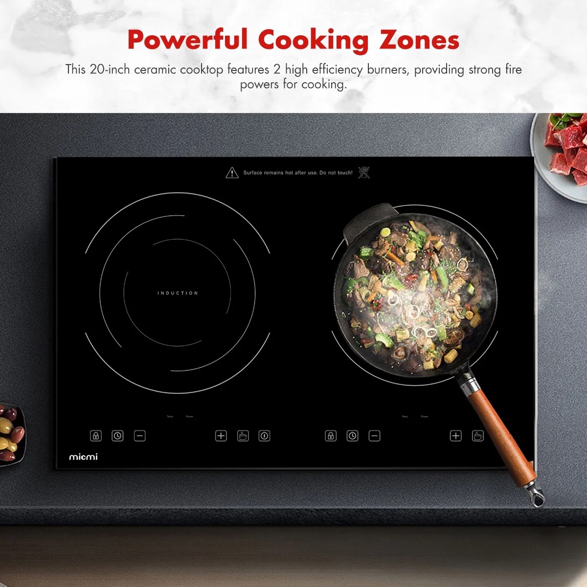Buy Electric Cooktop，Portable 120V Double Induction Cooker with 2