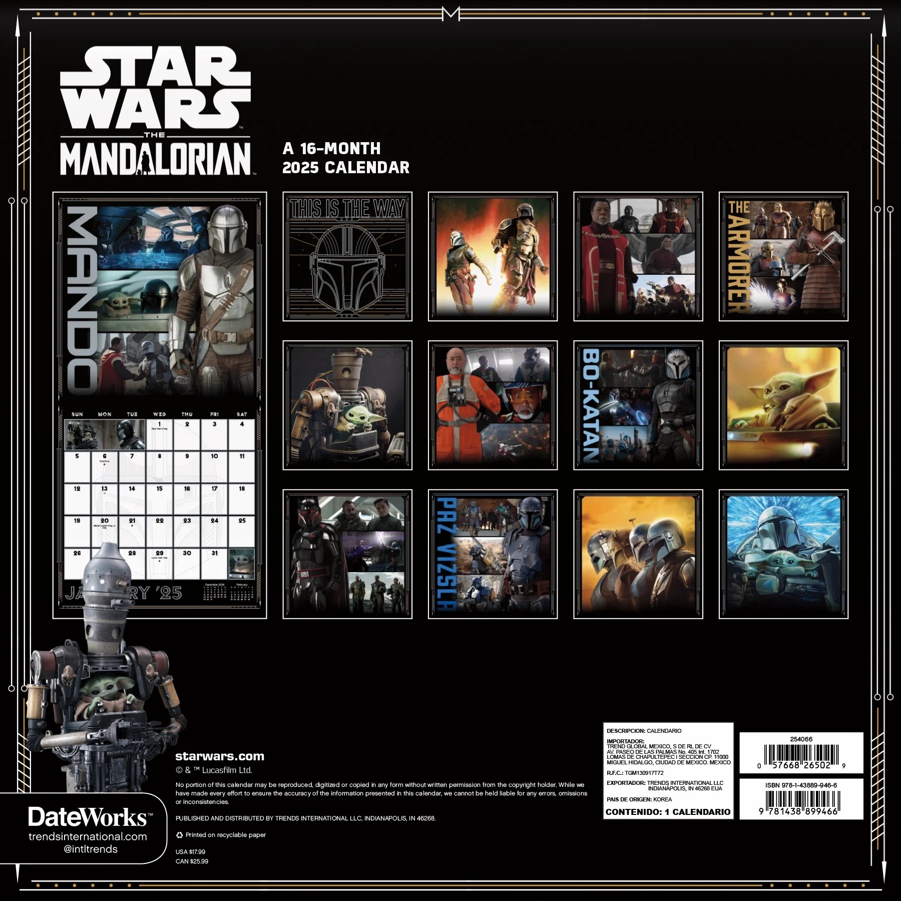 Trends International 2025 Star Wars The Mandalorian Wall Calendar Trends International 2025 Star Wars The Mandalorian Wall Calendar