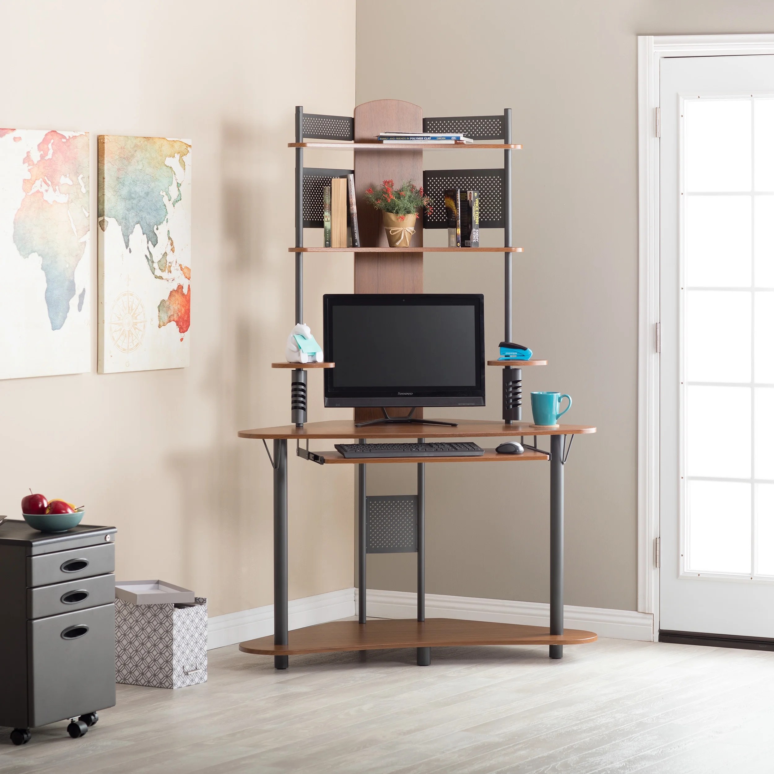 Studio Designs Alpha Corner Computer Tower with 47.25"W x 23.5"D Top