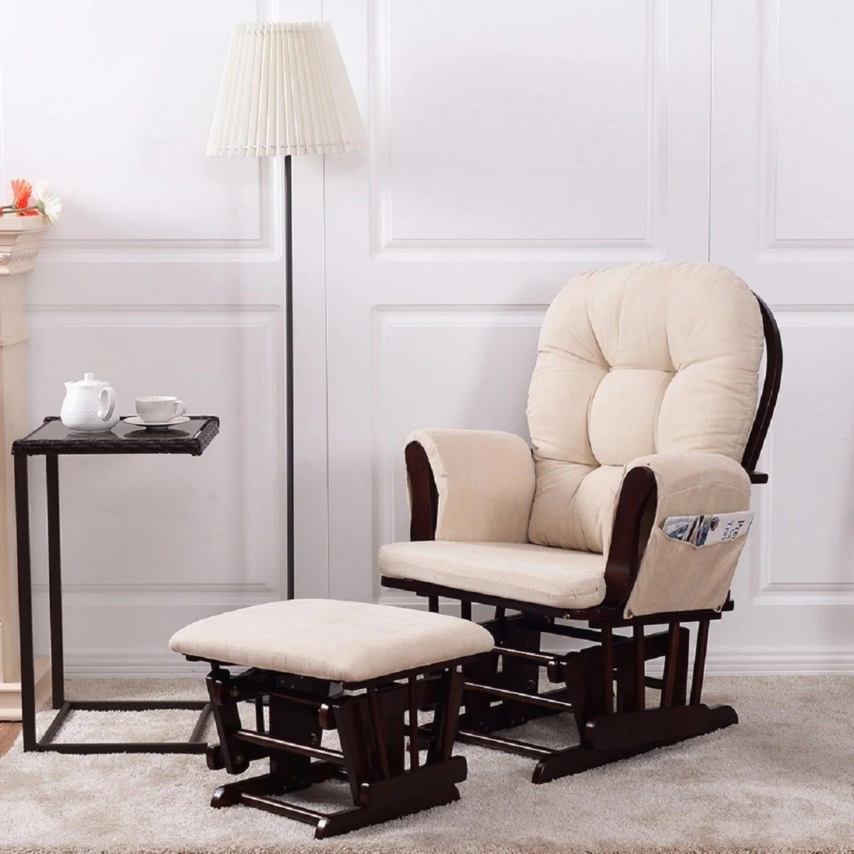 Costway Baby Nursery Relax Rocker Rocking Chair Glider & Ottoman Set w Costway Baby Nursery Relax Rocker Rocking Chair Glider & Ottoman Set w