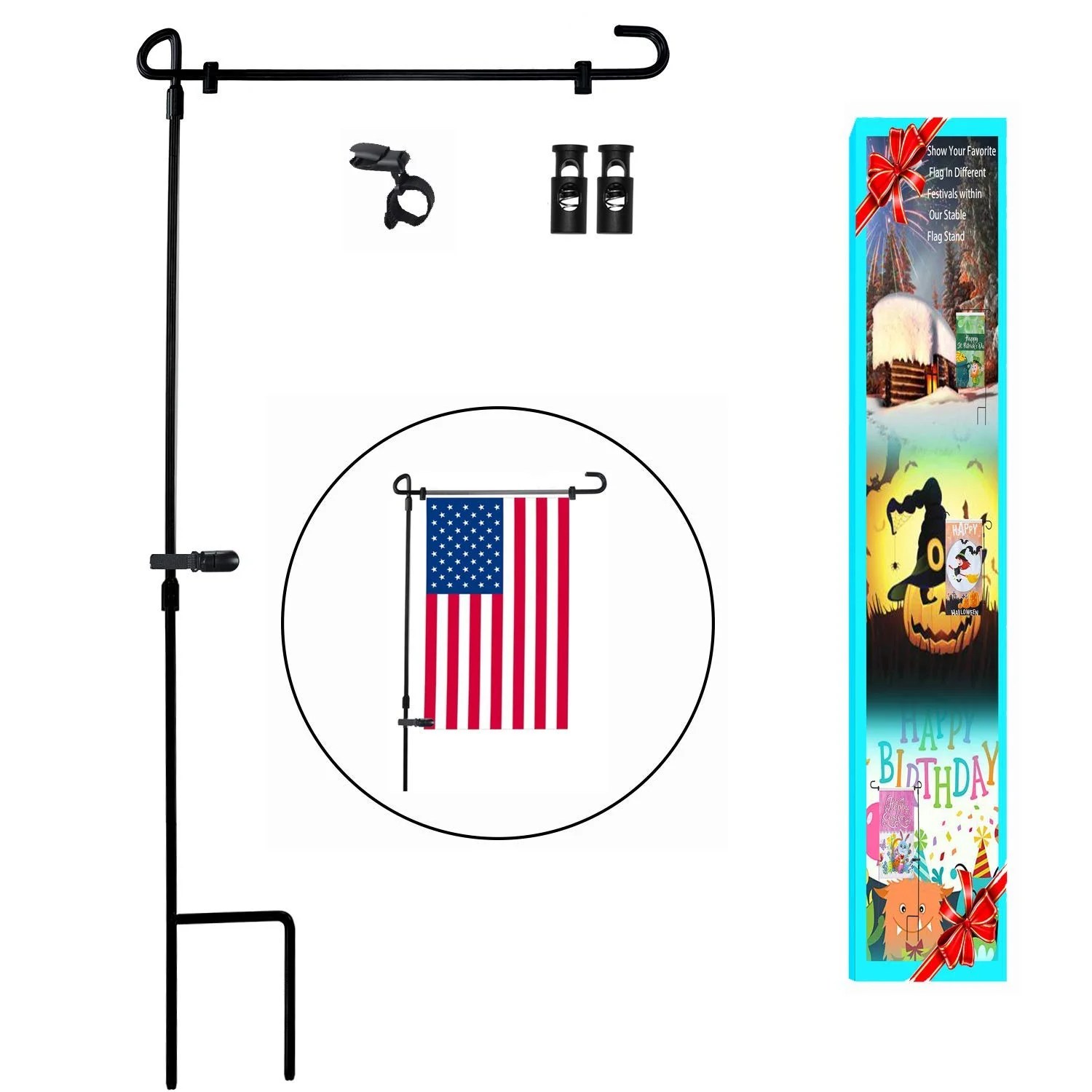 Garden Flag Stand, Premium Garden Flag Pole Holder Metal PowderCoated