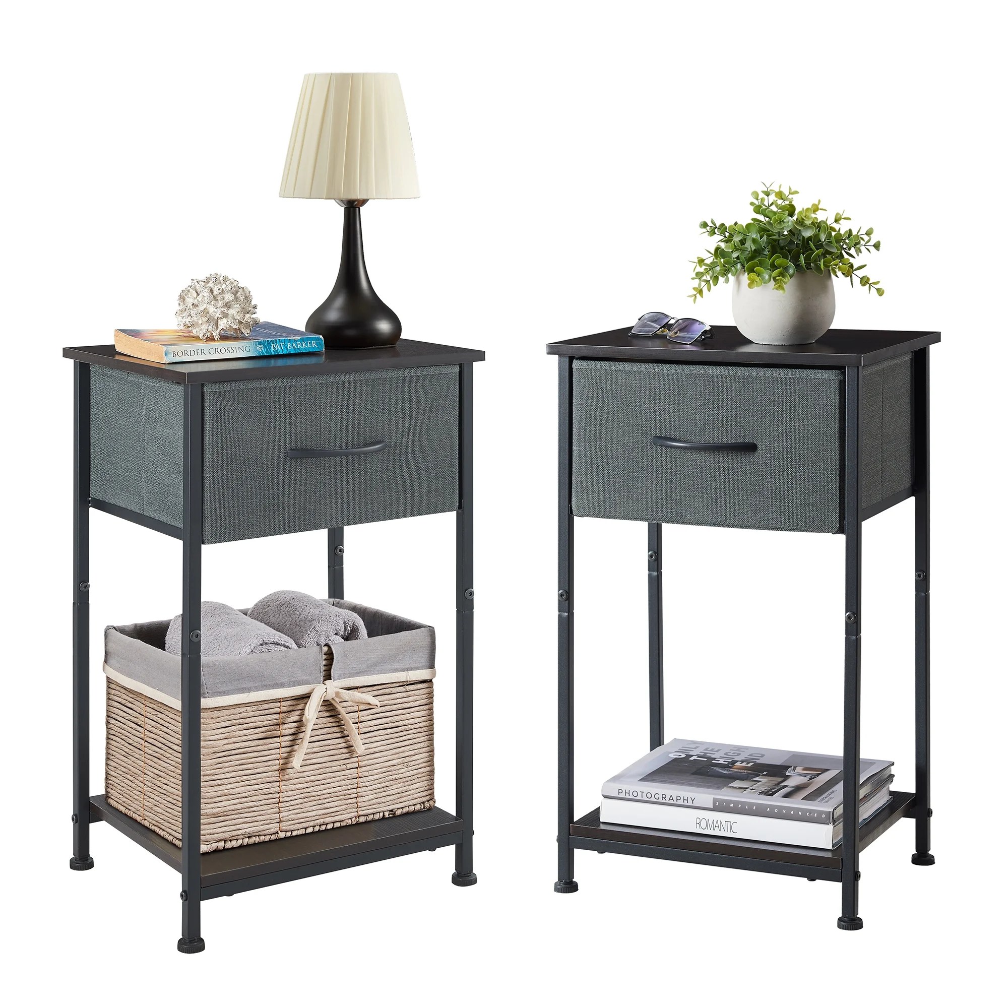 Somdot Nightstands Set of 2, Small Side Table End Table with Drawer