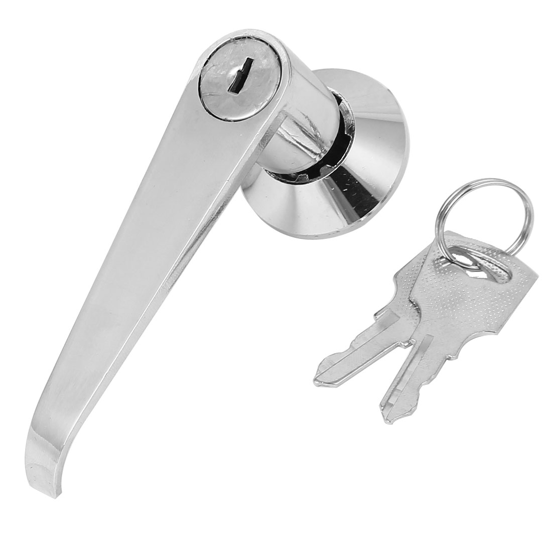 Door 3.5" Length Shaft Handle Metal Lock and Key Silver Tone