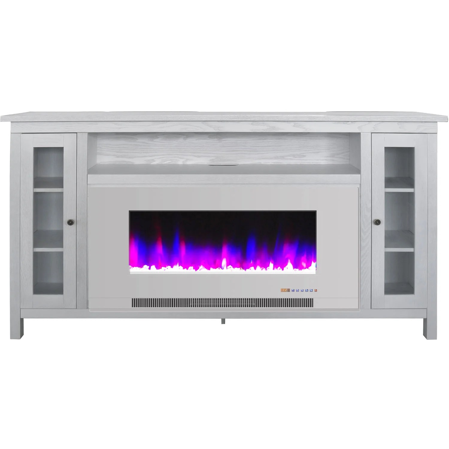 Cambridge Somerset 70In. White Electric Fireplace TV Stand with Multi