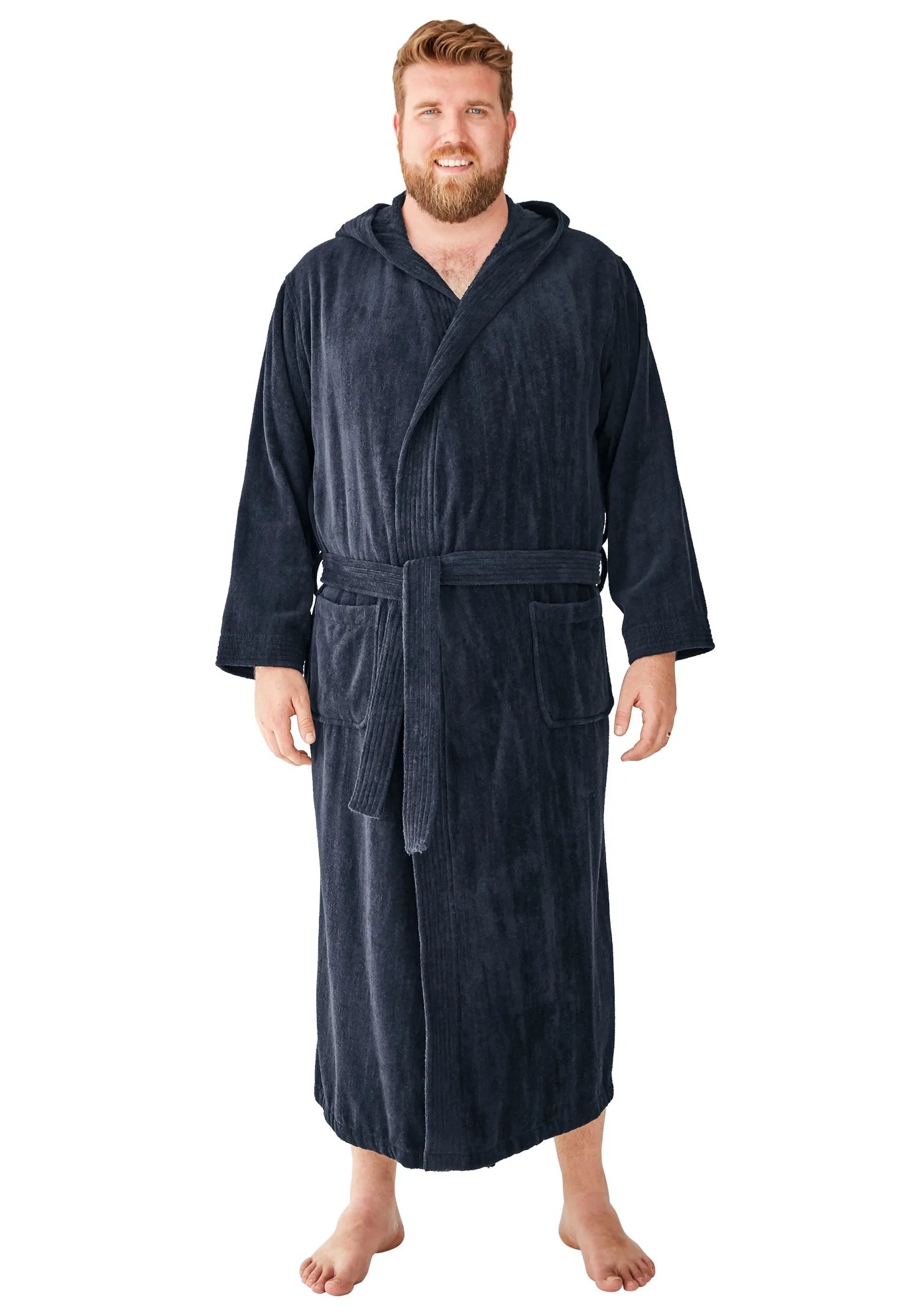 Kingsize Men's Big & Tall Terry Velour Hooded Maxi Robe