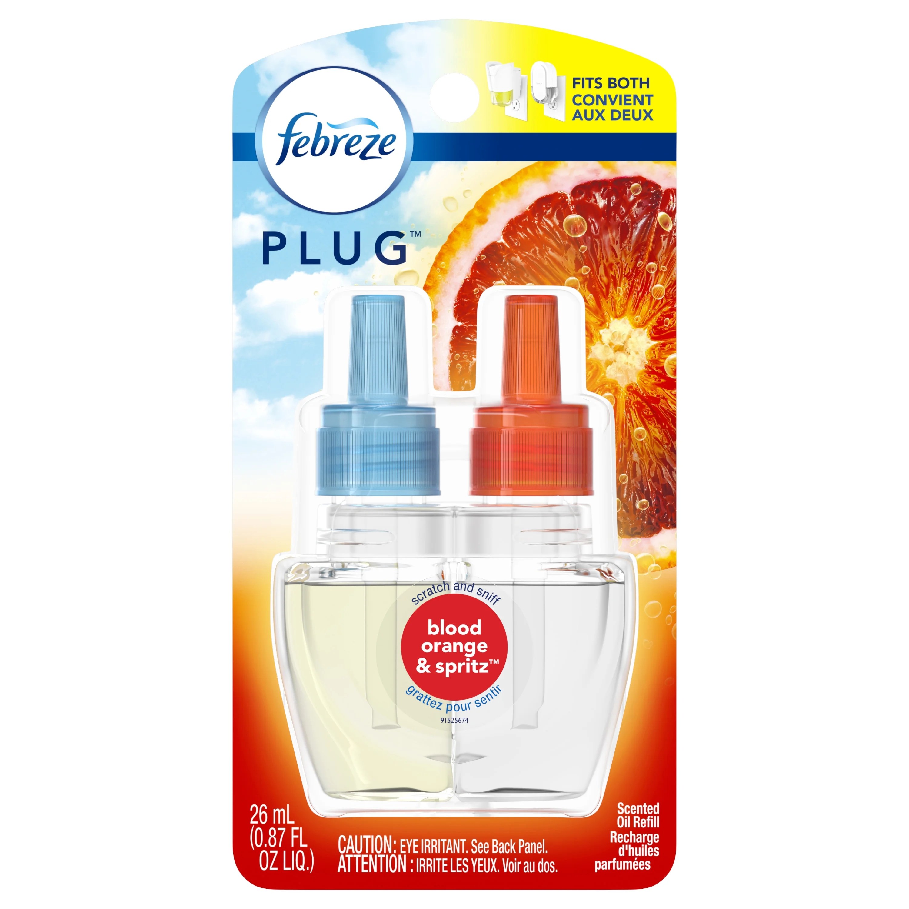 Febreze Plug Air Freshener Scented Oil Refill, Blood Orange & Spritz, 1