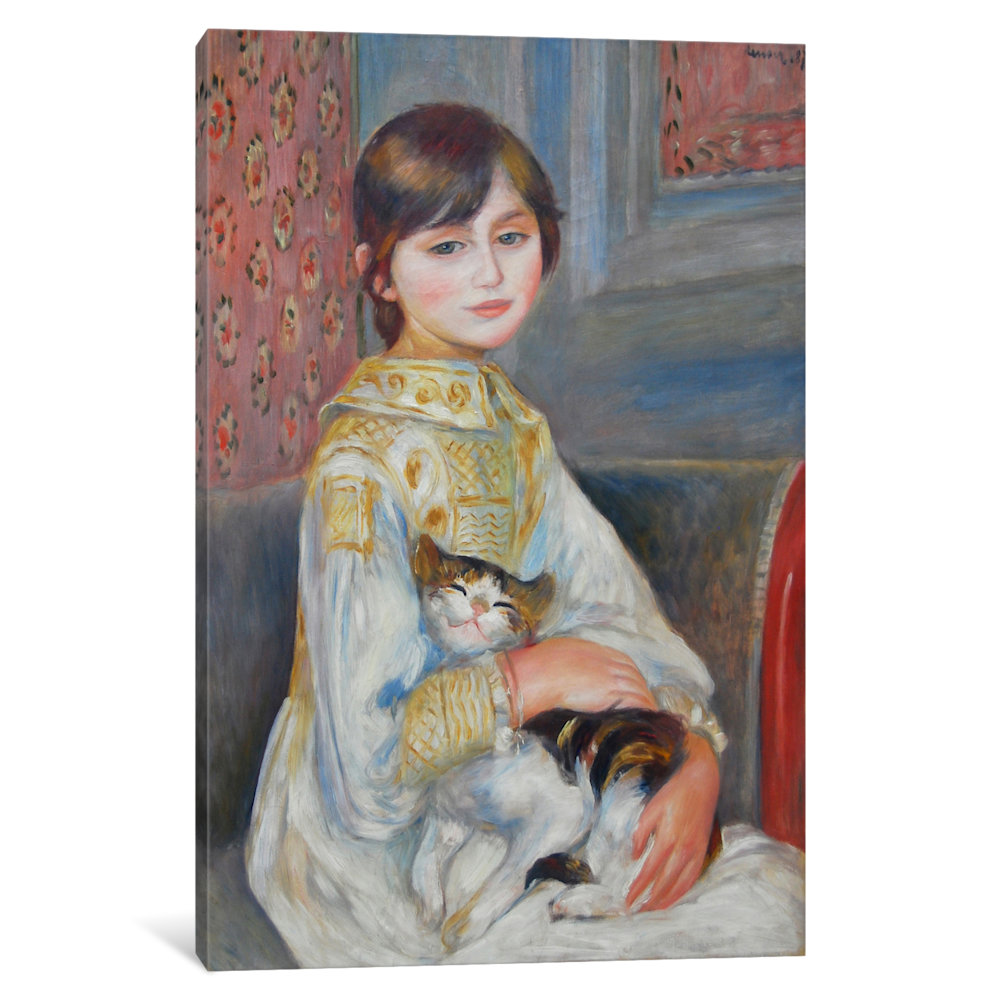iCancas Julie with Cat 1887 Gallery Wrapped Canvas Art Print by