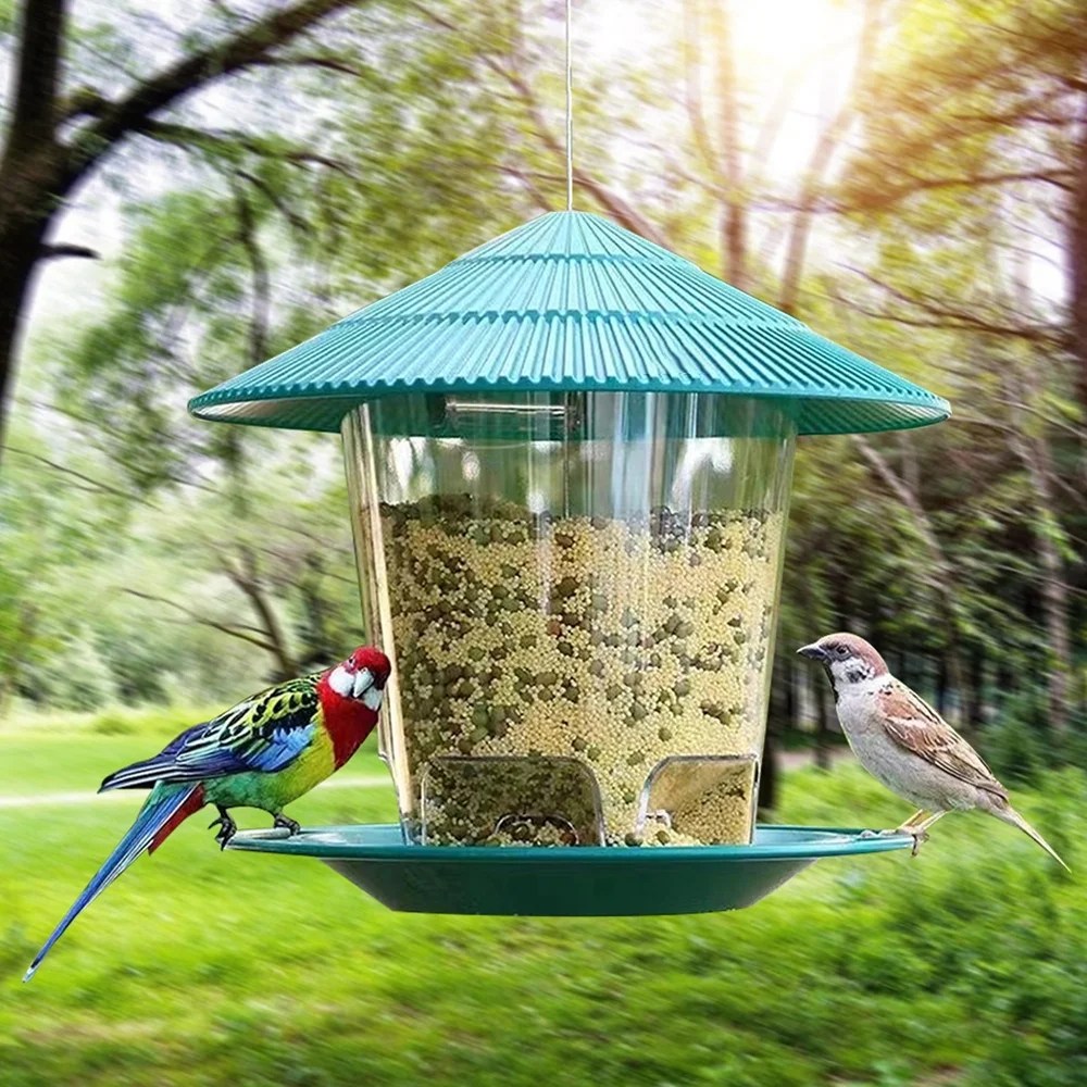 Pluokvzr Bird Feeder, Bird Feeding Station Hanging Transparent Large