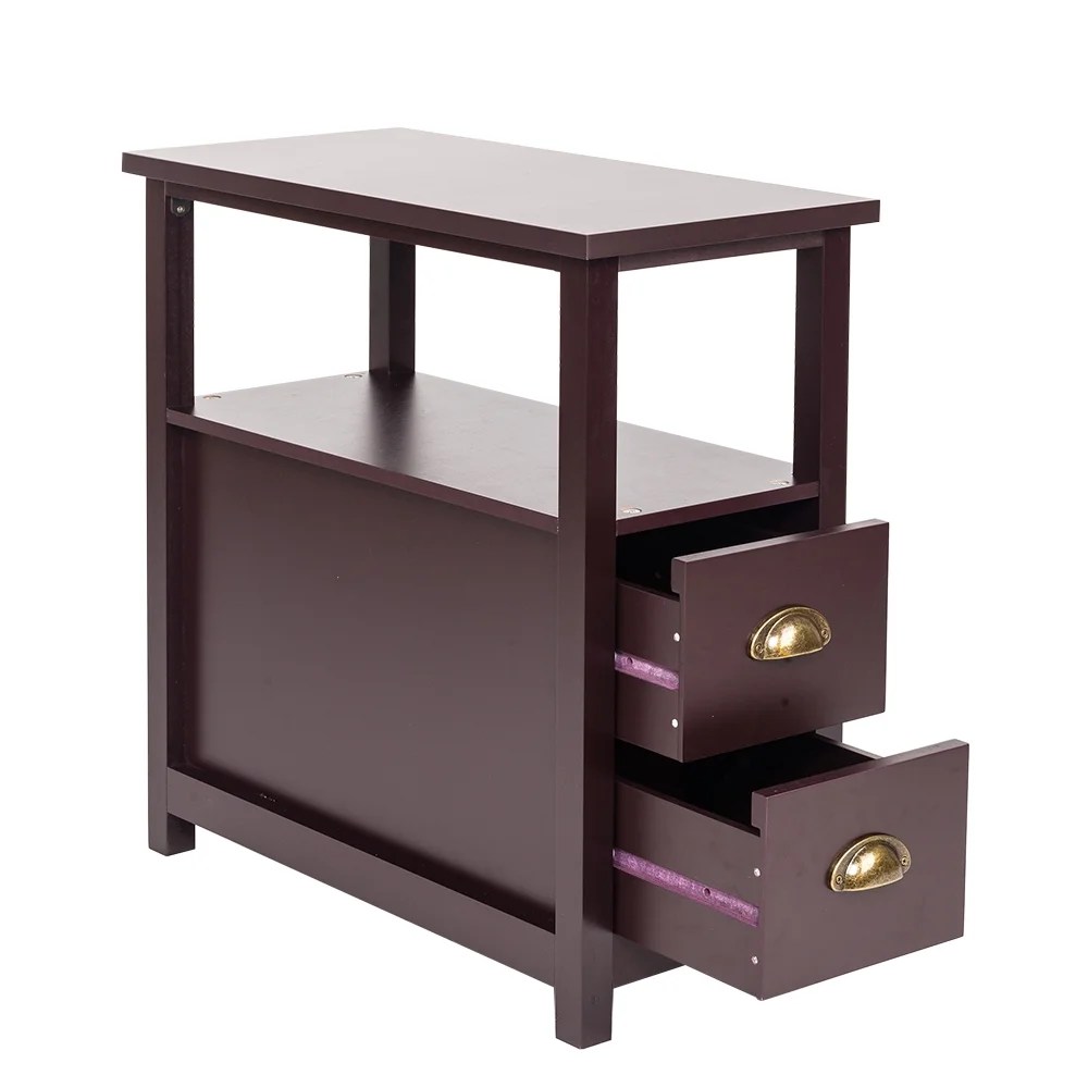 Zimtown Computer Side Table Double Layer Coffee Writing Desk With Two