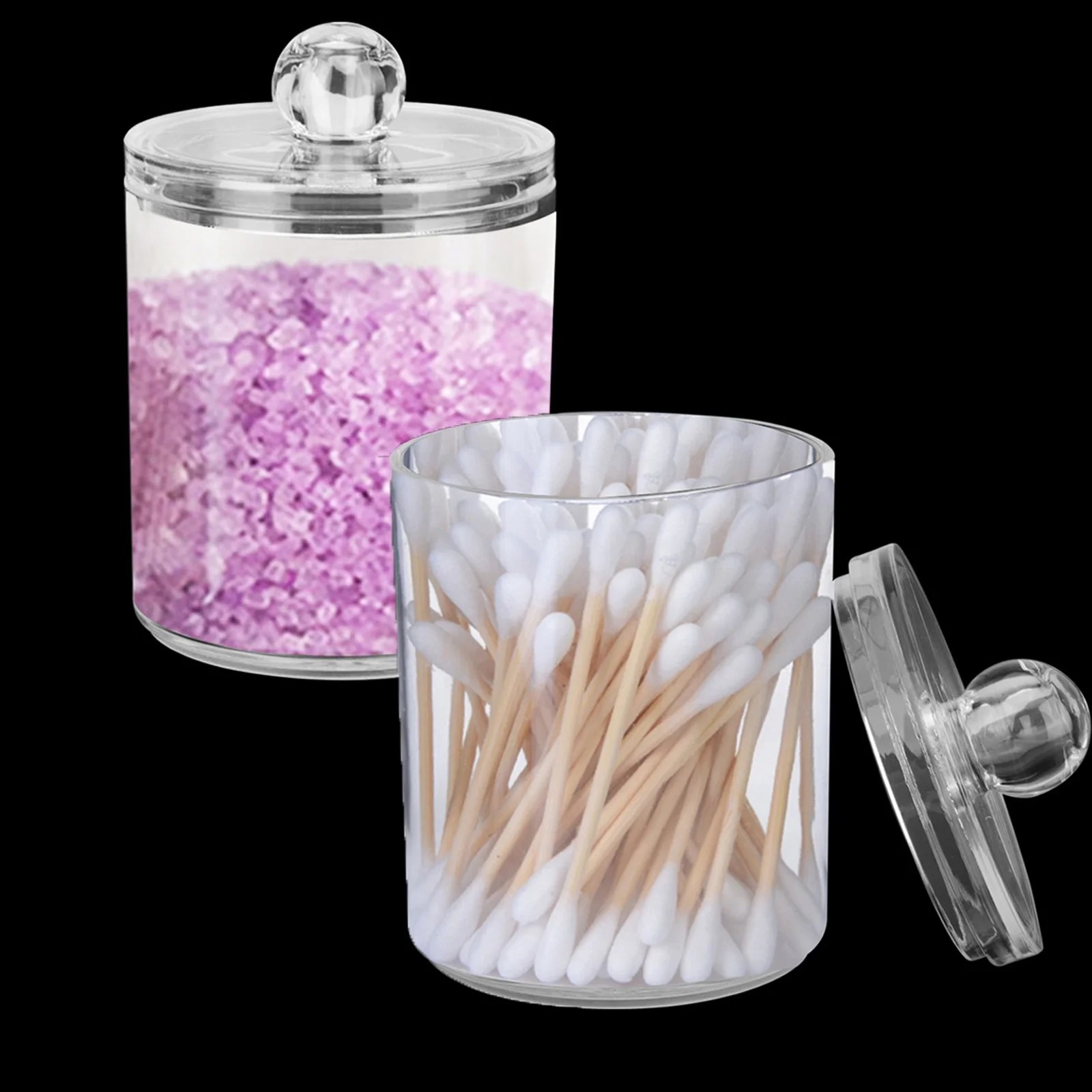 2/1pcs 10 Oz Clear Plastic Apothecary Jars, Qtip Jar Clear Bathroom