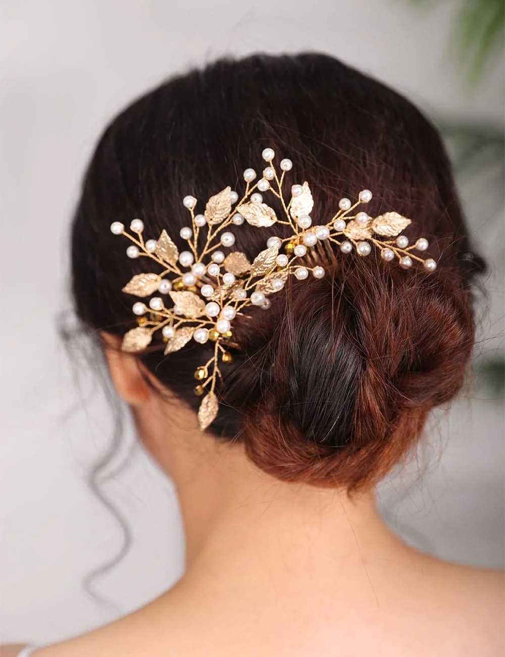 3 Pcs Gold Wedding Headpiece Comb Art Deco Hair Accessories Bridal Hair
