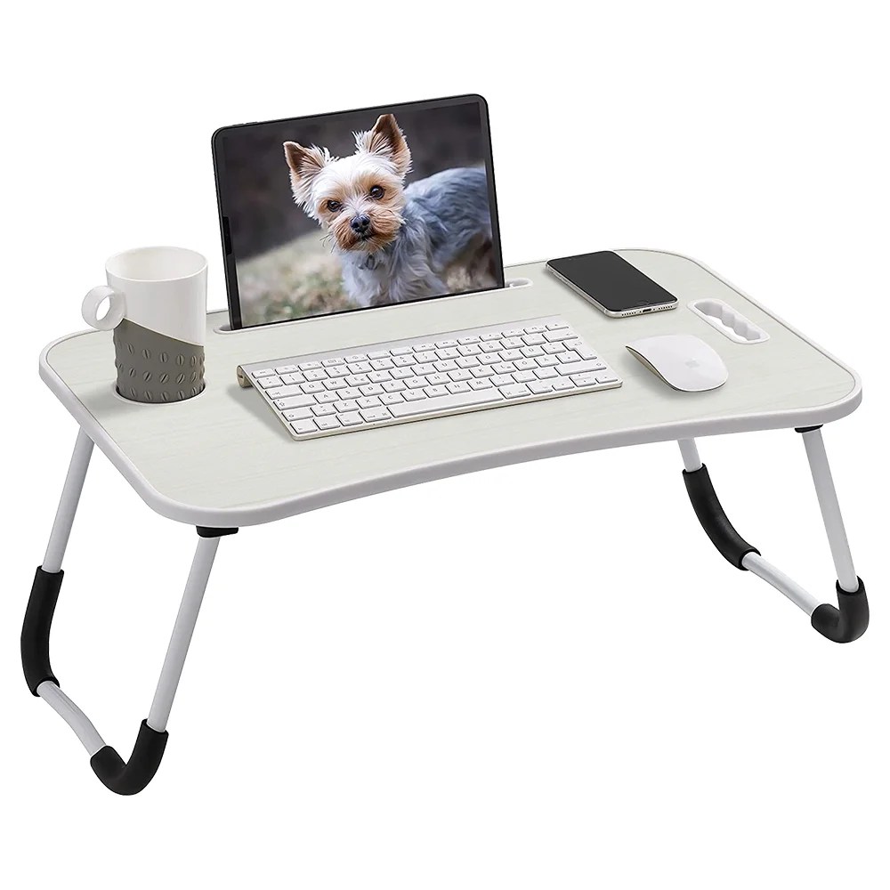 Laptop Desk for Bed, Portable Bed Desk for Laptop and Writing, White
