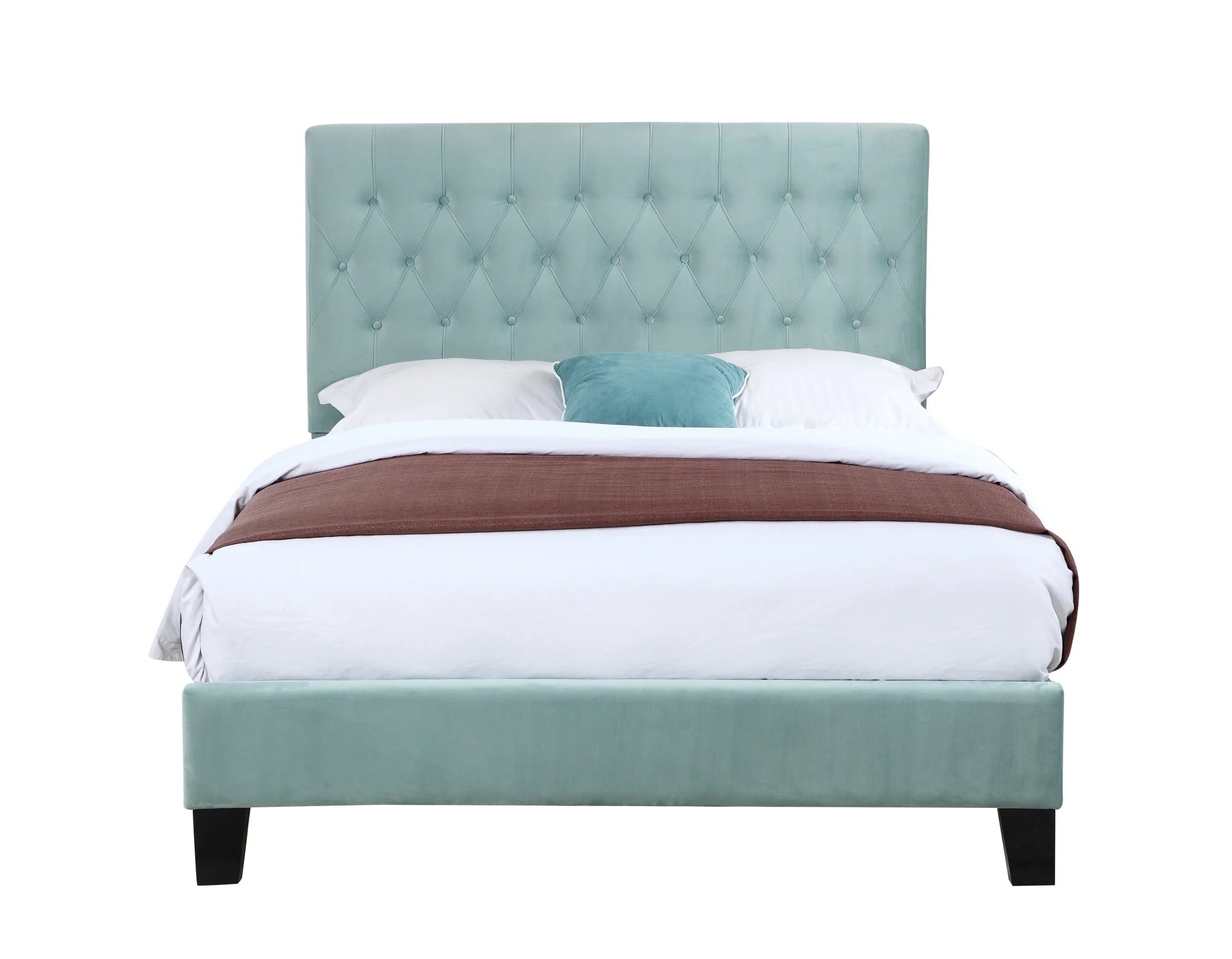 Emerald Home Amelia Light Blue Upholstered Bed with Tufted, Padded