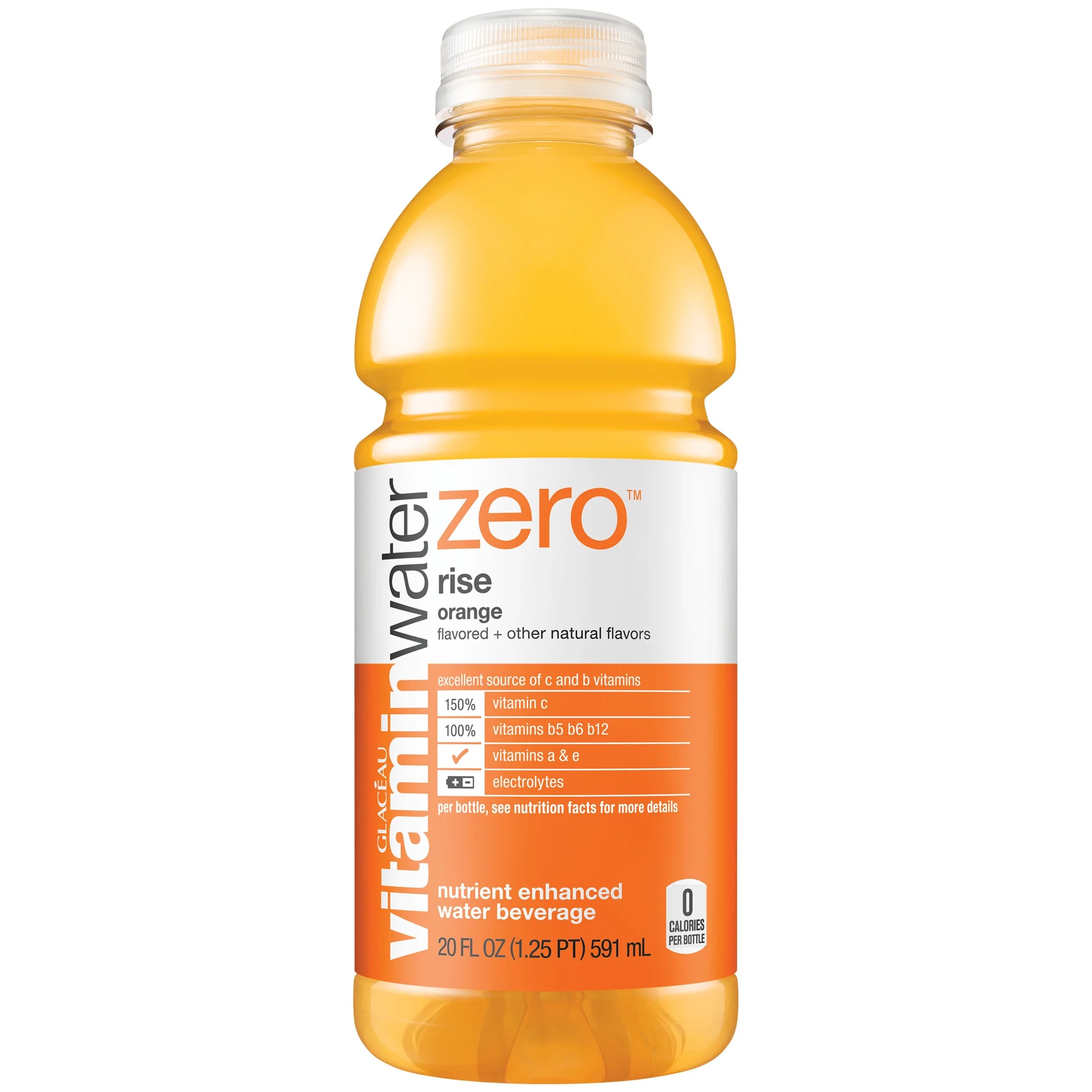 vitaminwater zero rise, electrolyte enhanced water w/ vitamins, orange
